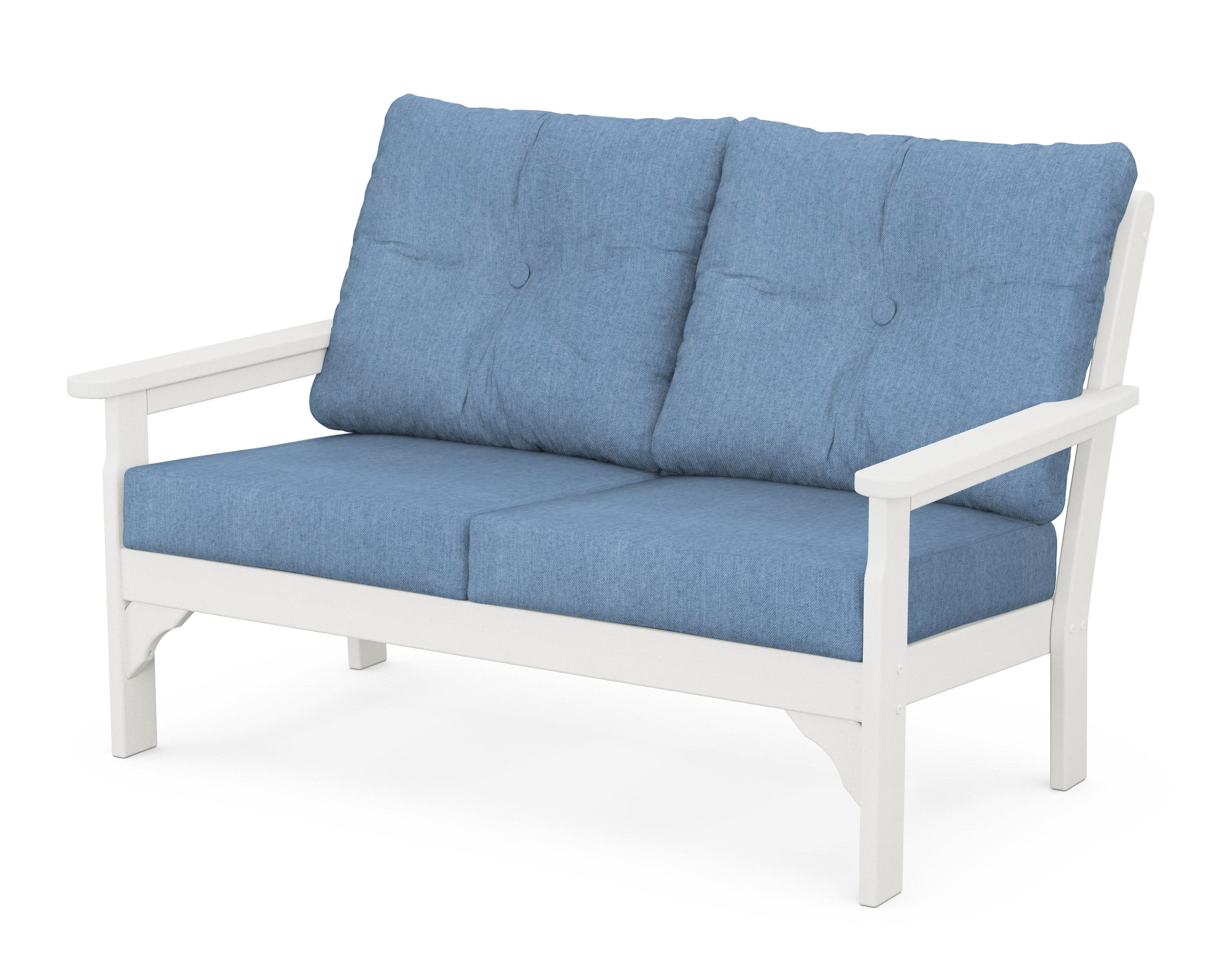 Vineyard Deep Seating Loveseat in Vintage White / Sky Blue