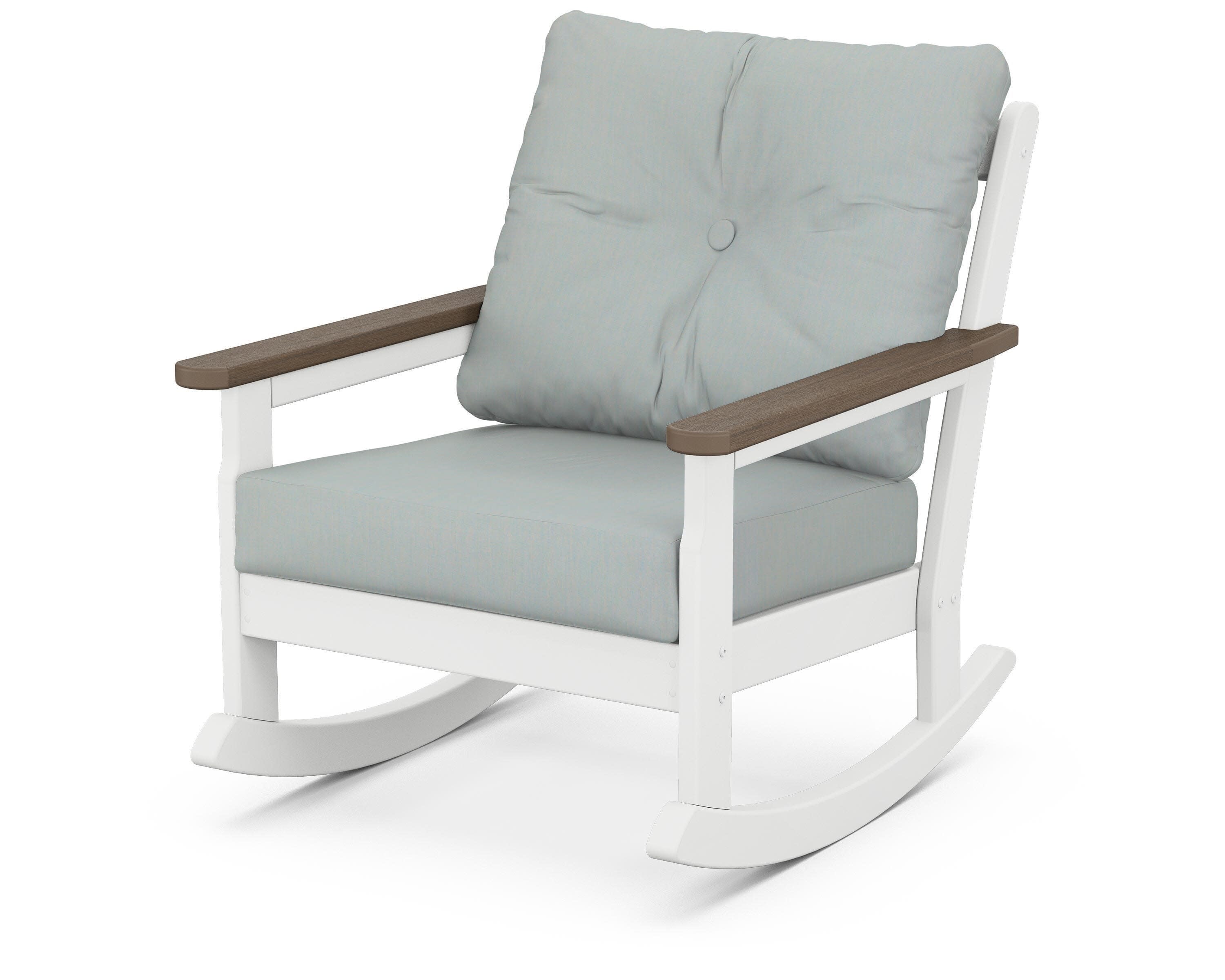 Vineyard Deep Seating Rocking Chair in White / Kona / Spa