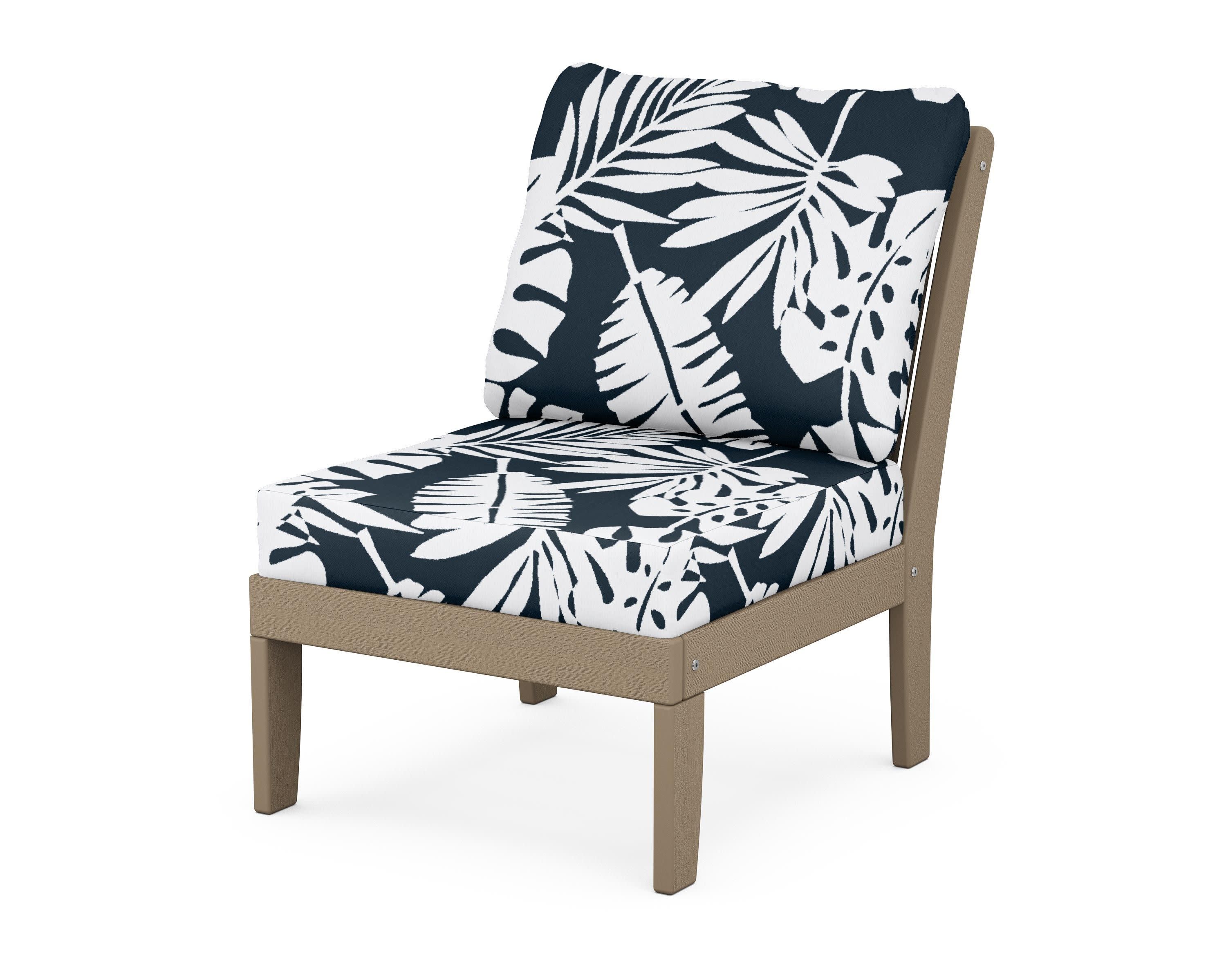 Braxton Modular Armless Chair in Vintage Sahara / Leaf Marine Indigo