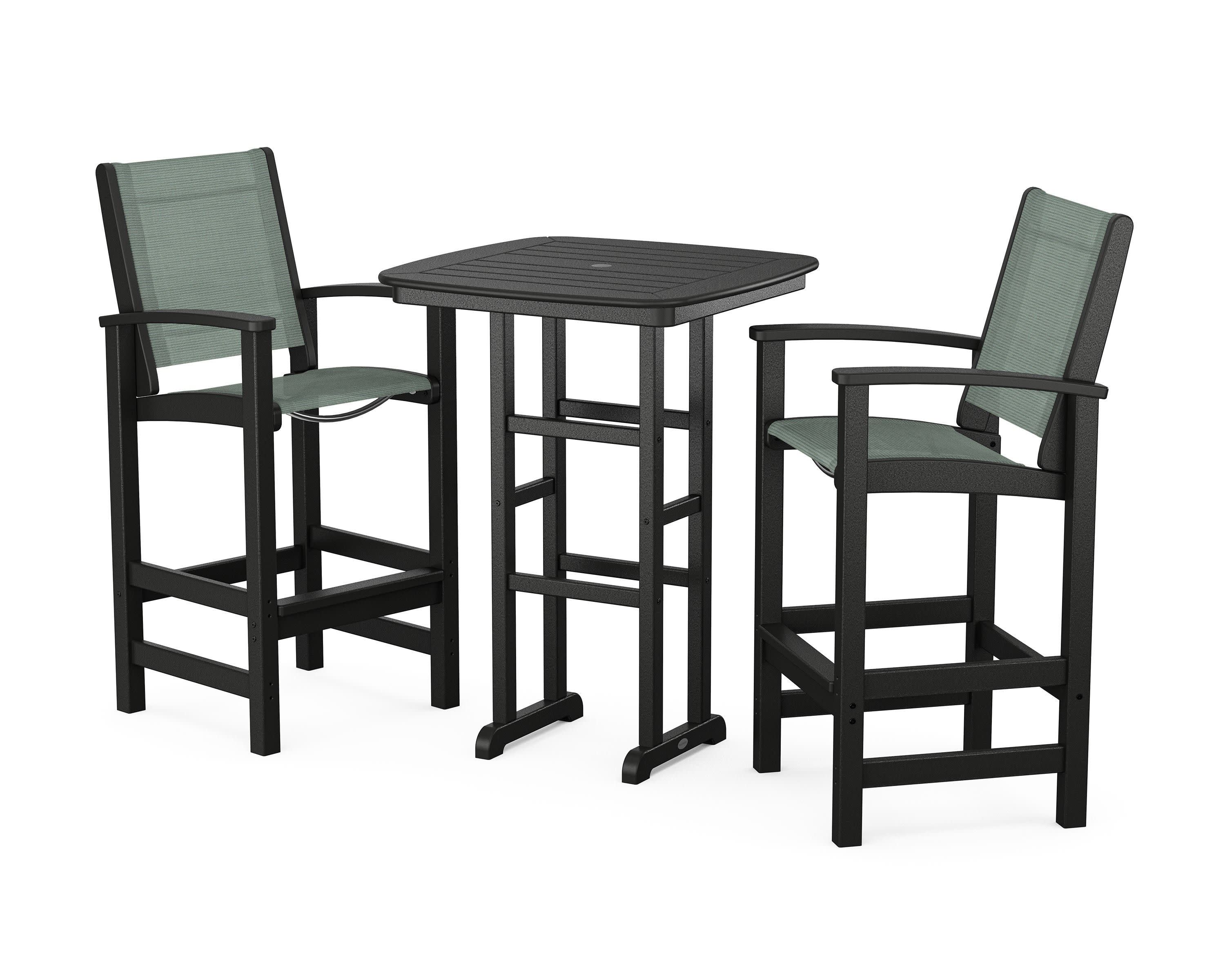 Coastal 3-Piece Bar Set in Black / Dupioni Sea Mist Sling