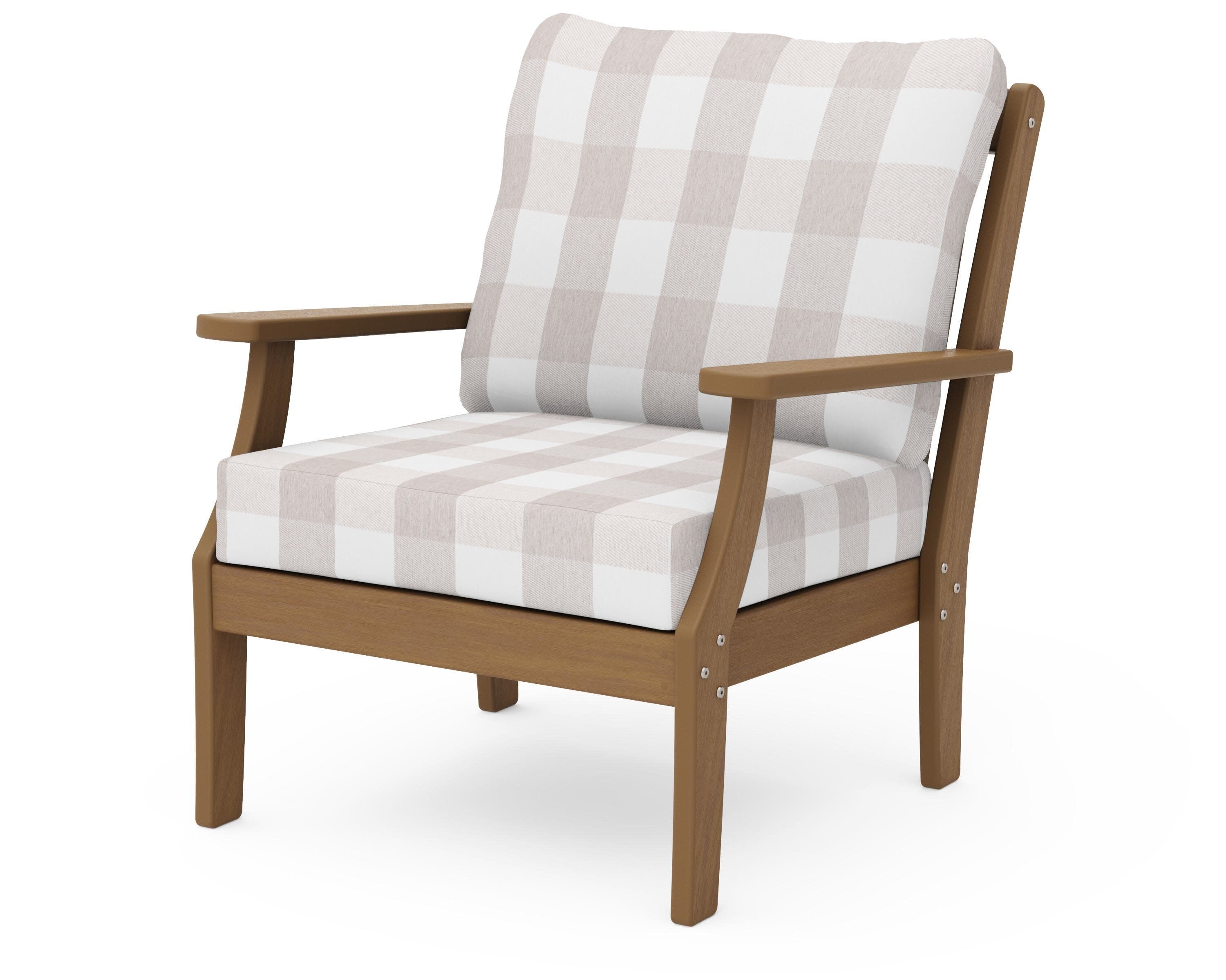 Braxton Deep Seating Chair in Natural / Buffalo Plaid Dune Burlap