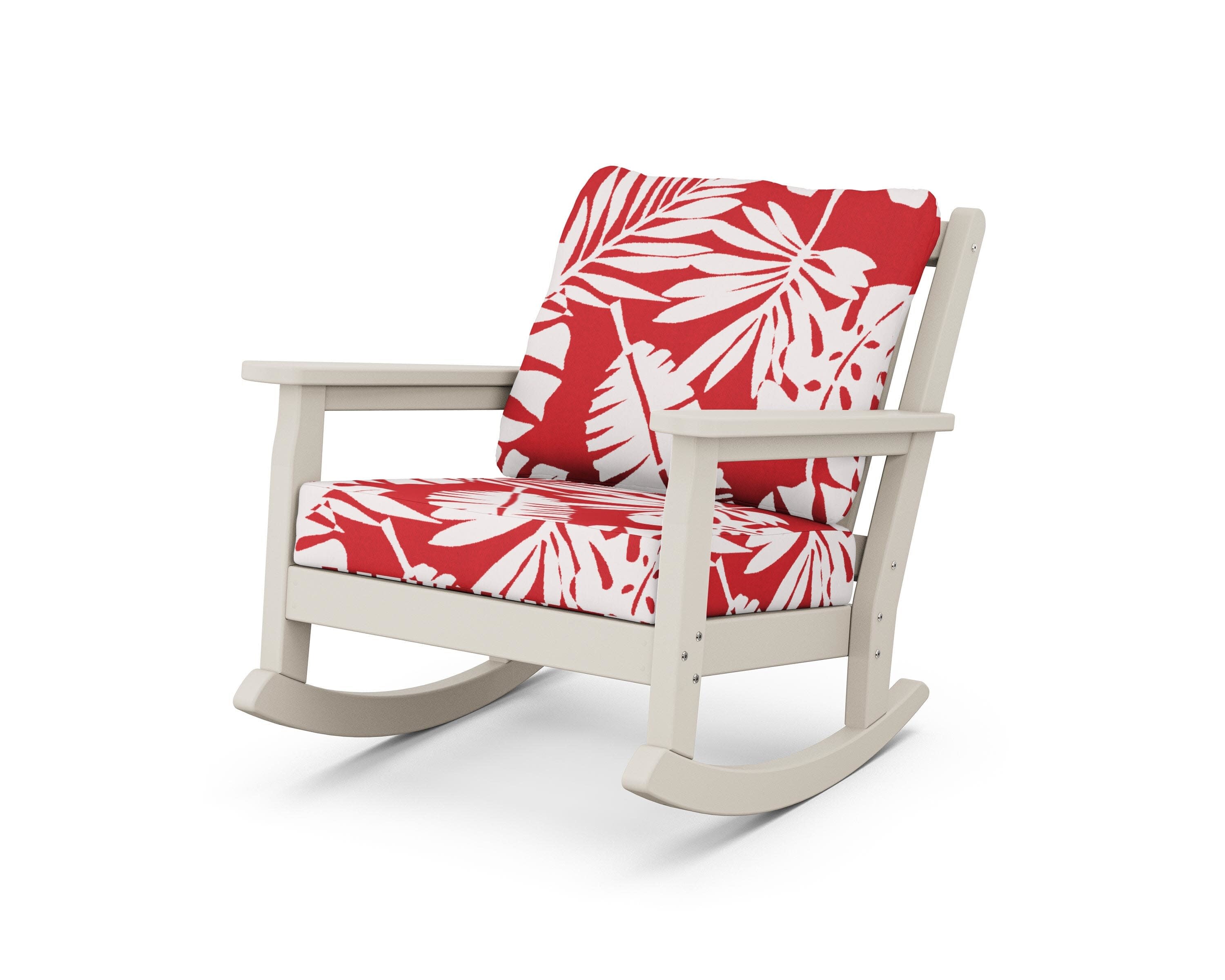 Chippendale Deep Seating Rocking Chair in Sand / Leaf Crimson