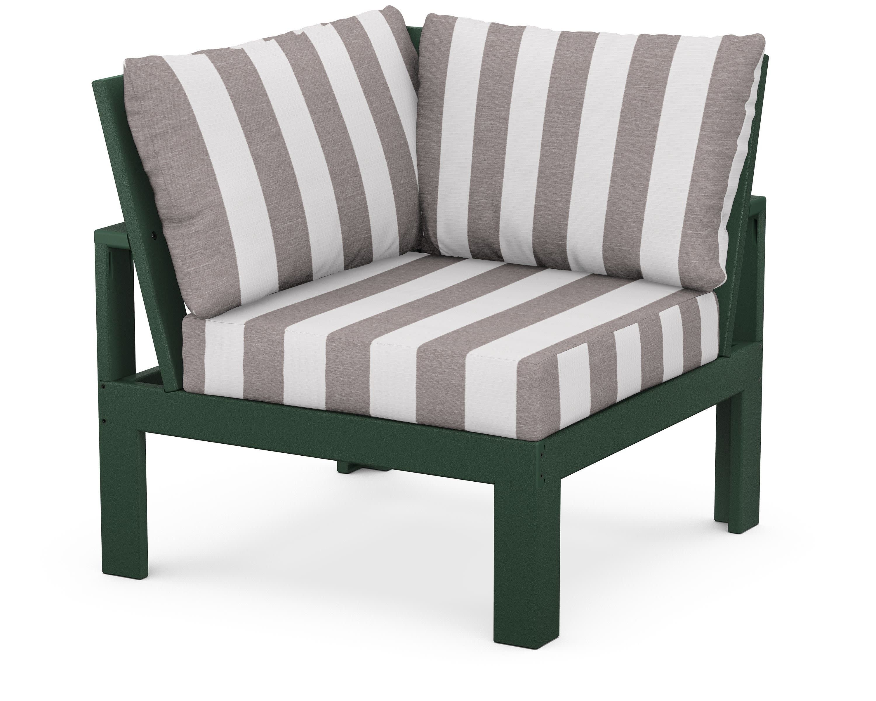 Modular Corner Chair in Green / Cabana Stripe Grey Mist