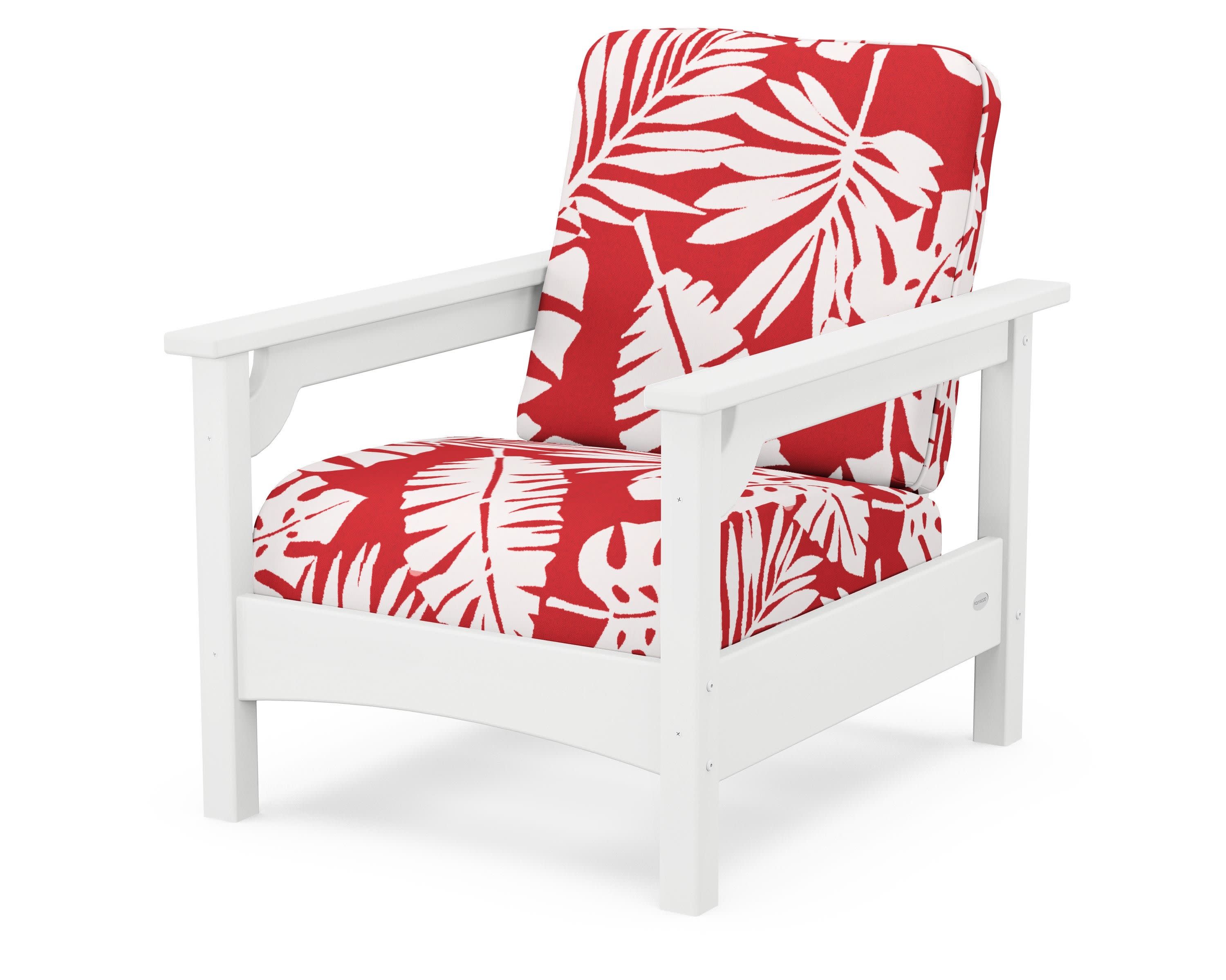 Club Chair in White / Leaf Crimson
