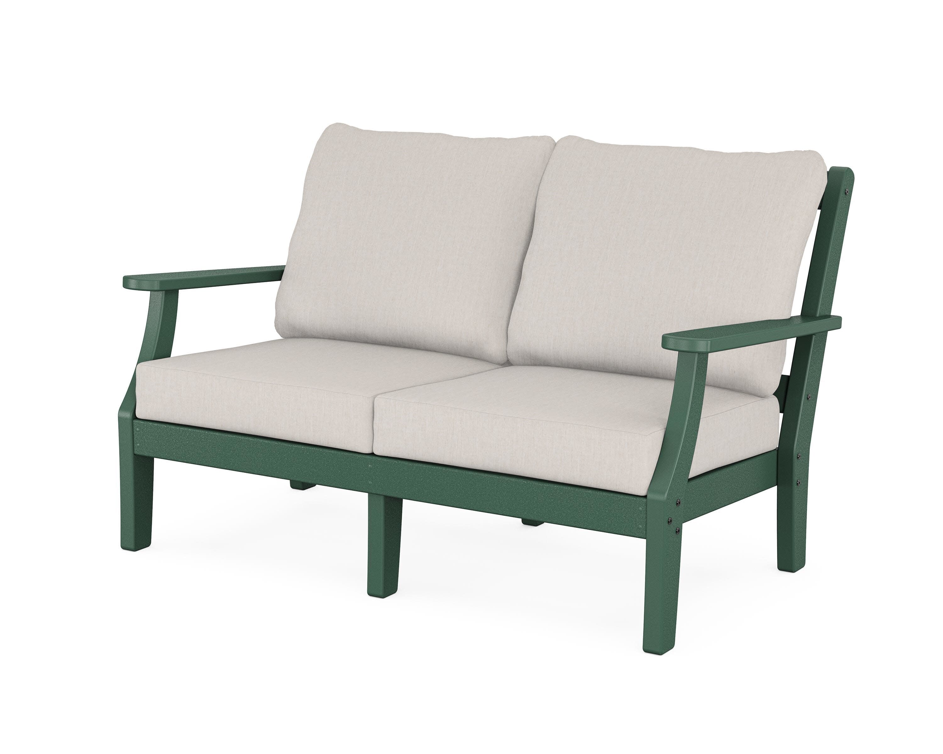 Chinoiserie Deep Seating Loveseat in Green / Cast Ash