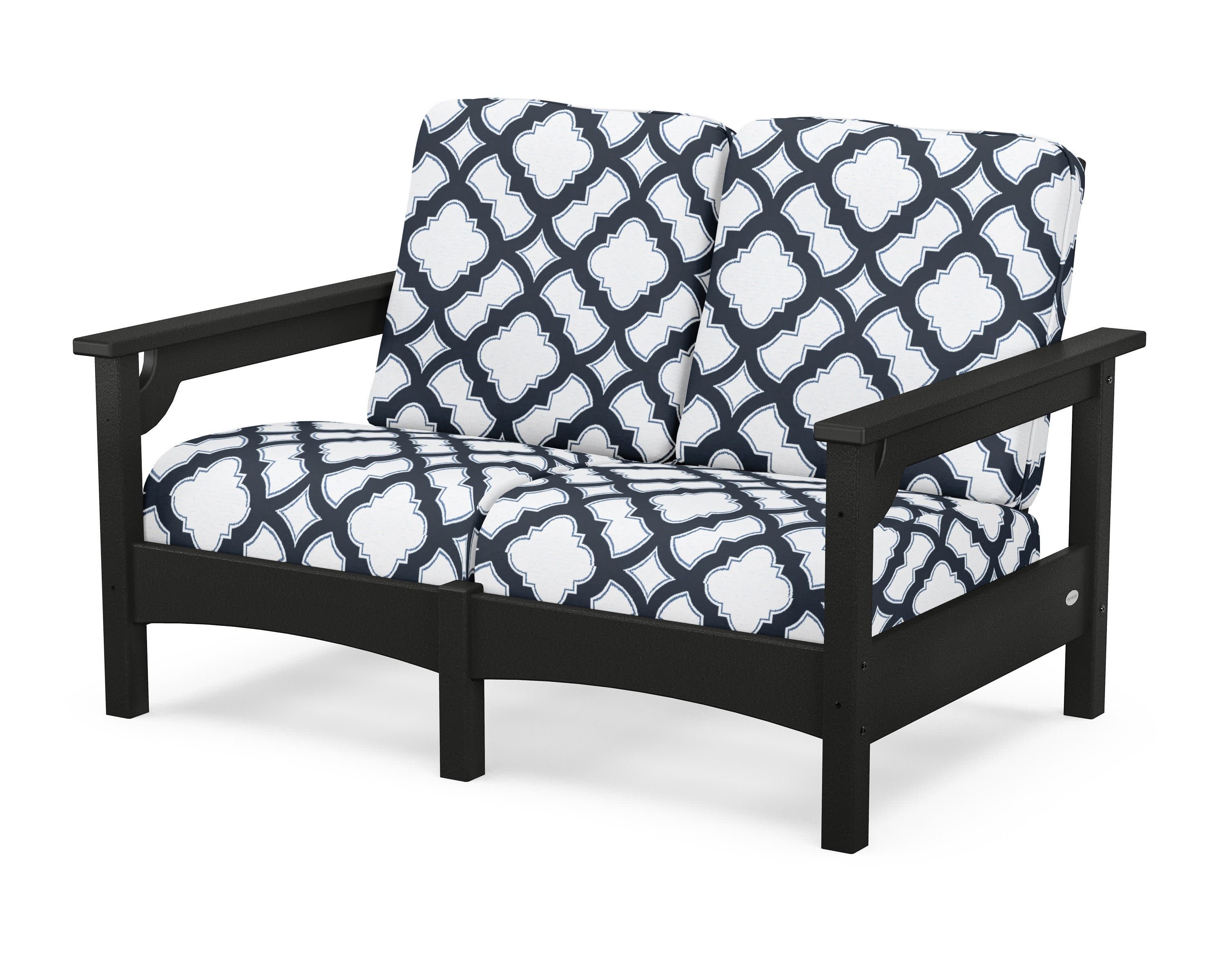 Club Loveseat in Black / Trellis Marine Indigo