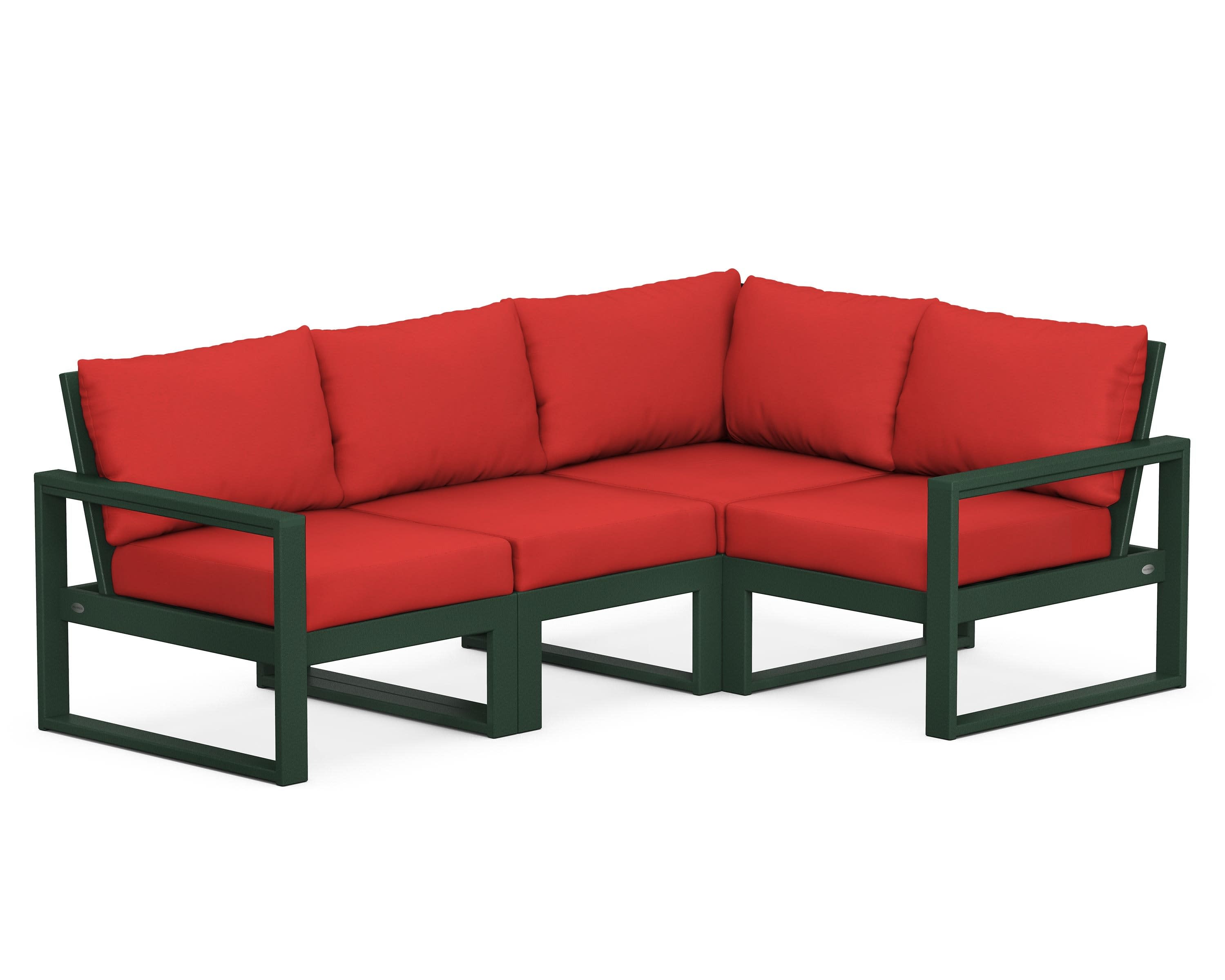 EDGE 4-Piece Modular Deep Seating Set in Green / Crimson Linen