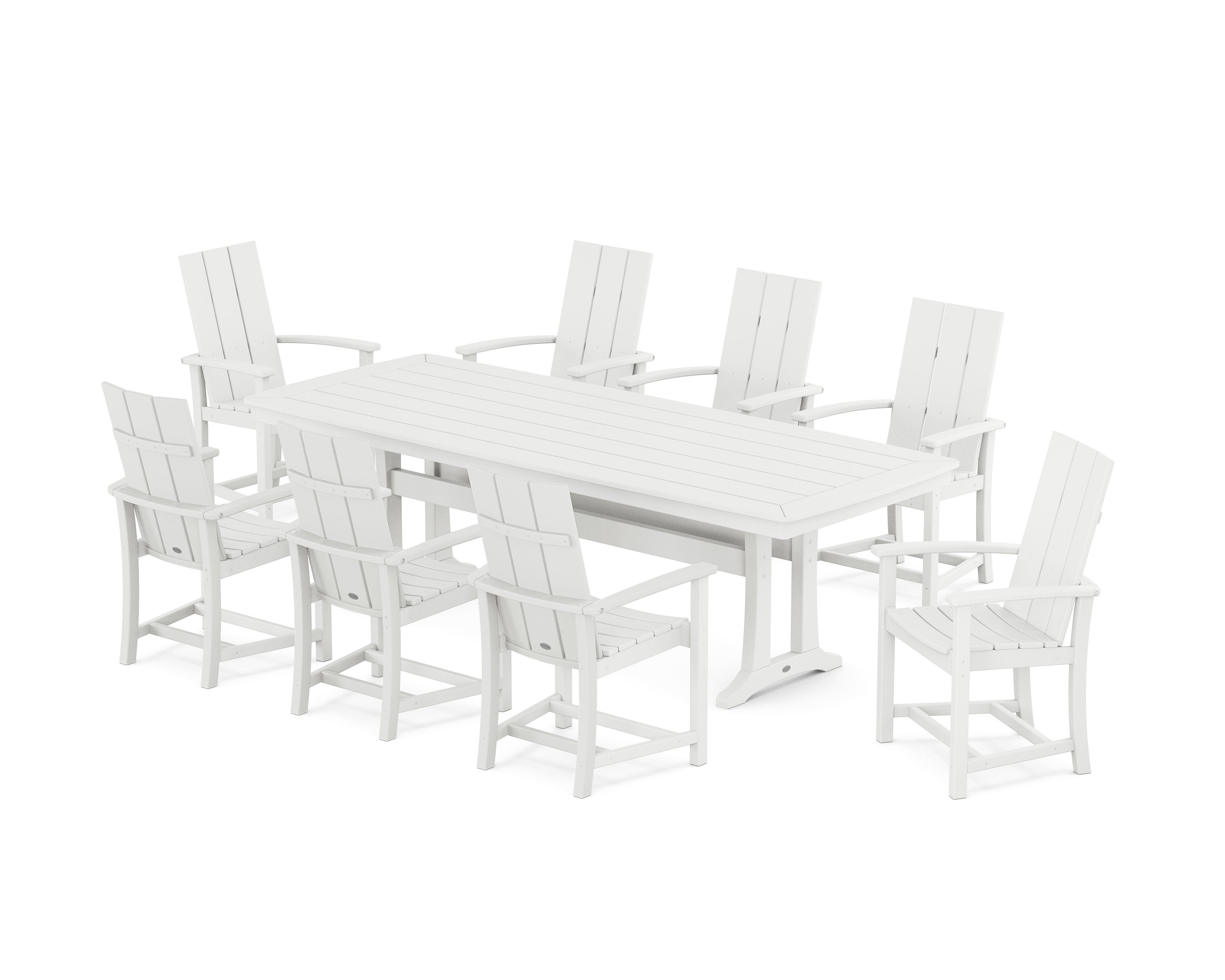Modern Adirondack 9-Piece Dining Set with Trestle Legs in White