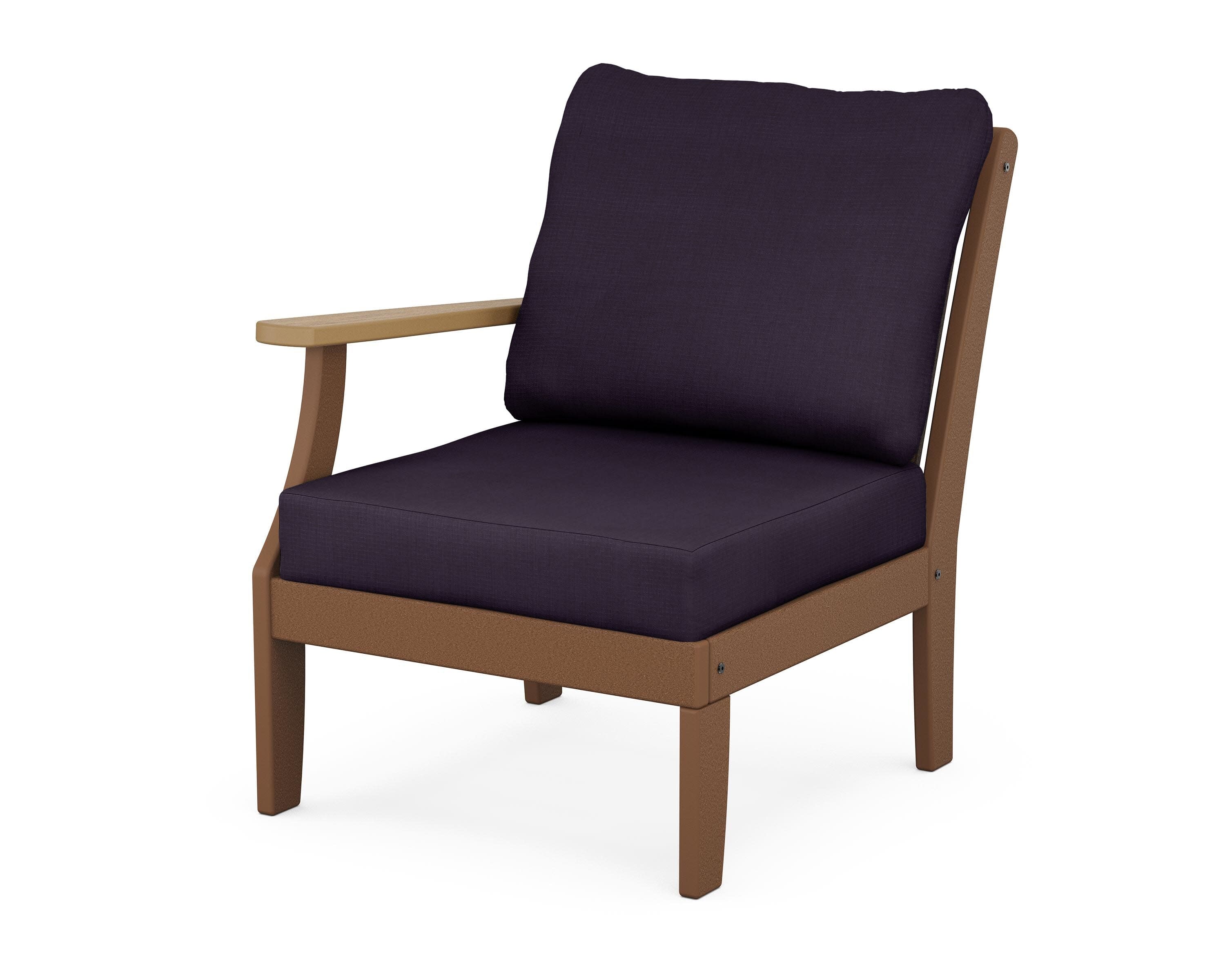 Braxton Modular Left Arm Chair in Teak / Natural / Navy Linen