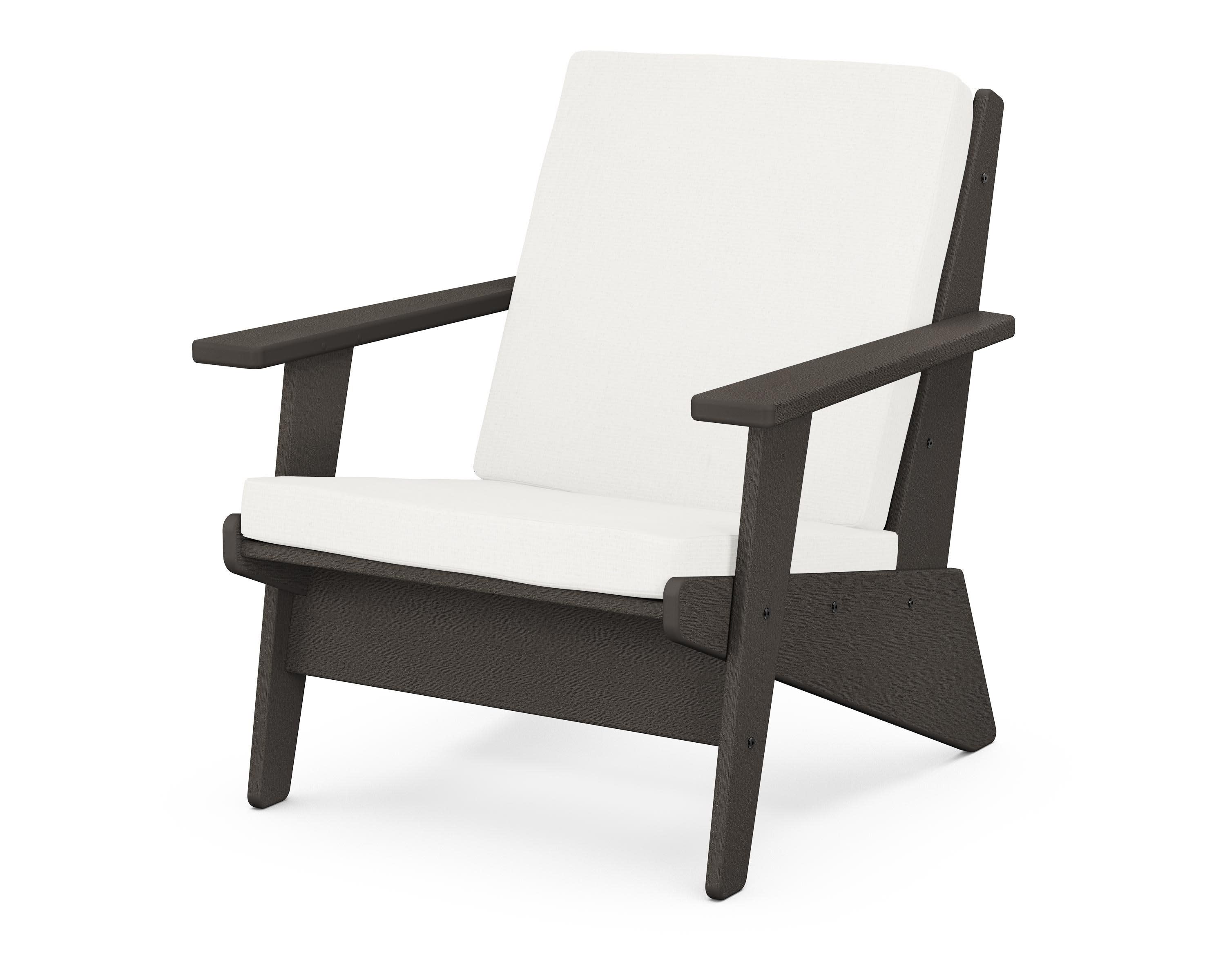 Riviera Modern Lounge Chair in Vintage Coffee / Natural Linen
