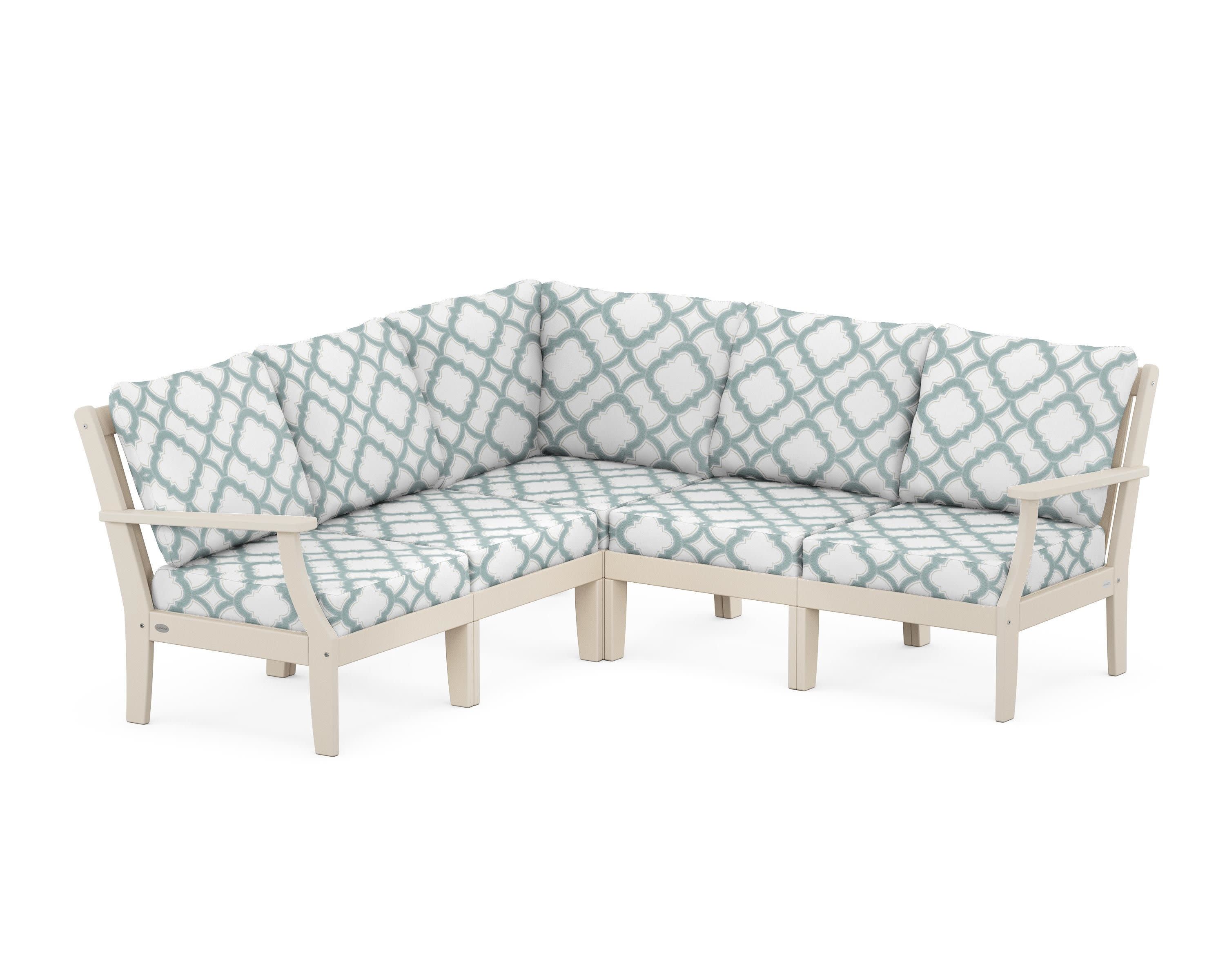 Braxton Modular 5-Piece Deep Seating Set in Sand / Trellis Glacier Spa