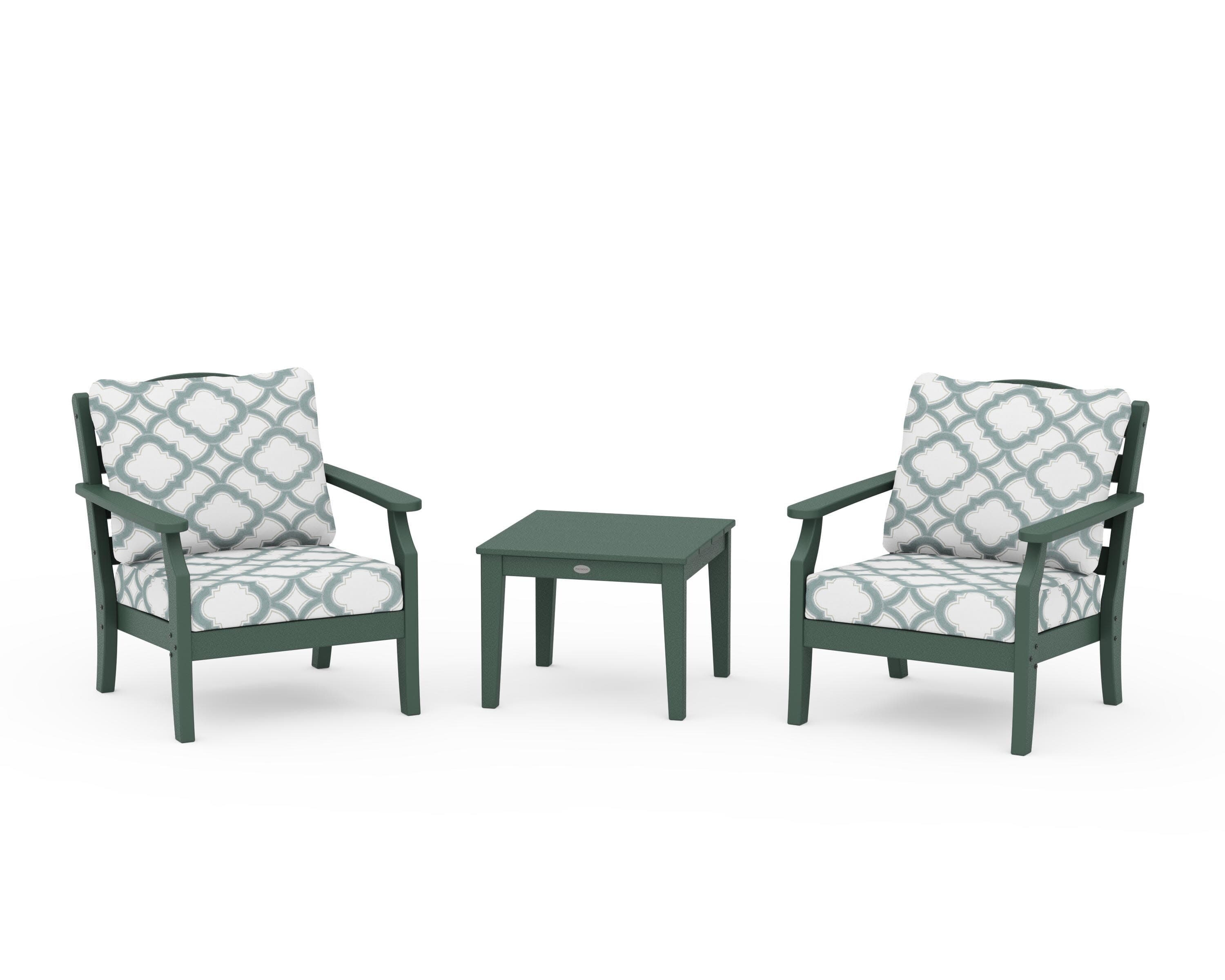 Savannah 3-Piece Deep Seating Set in Green / Trellis Glacier Spa