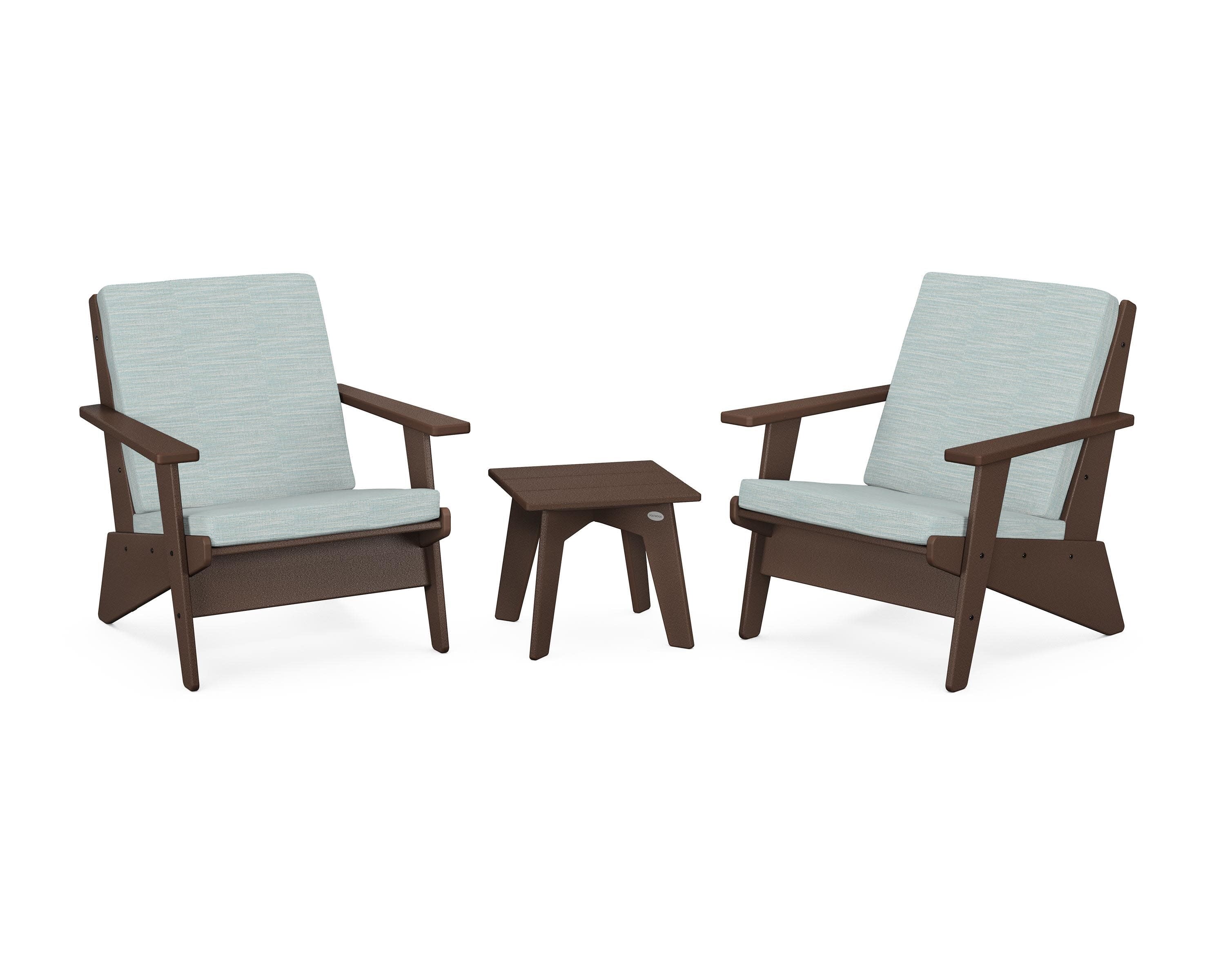 Riviera Modern Lounge 3-Piece Set in Mahogany / Soothe Mist