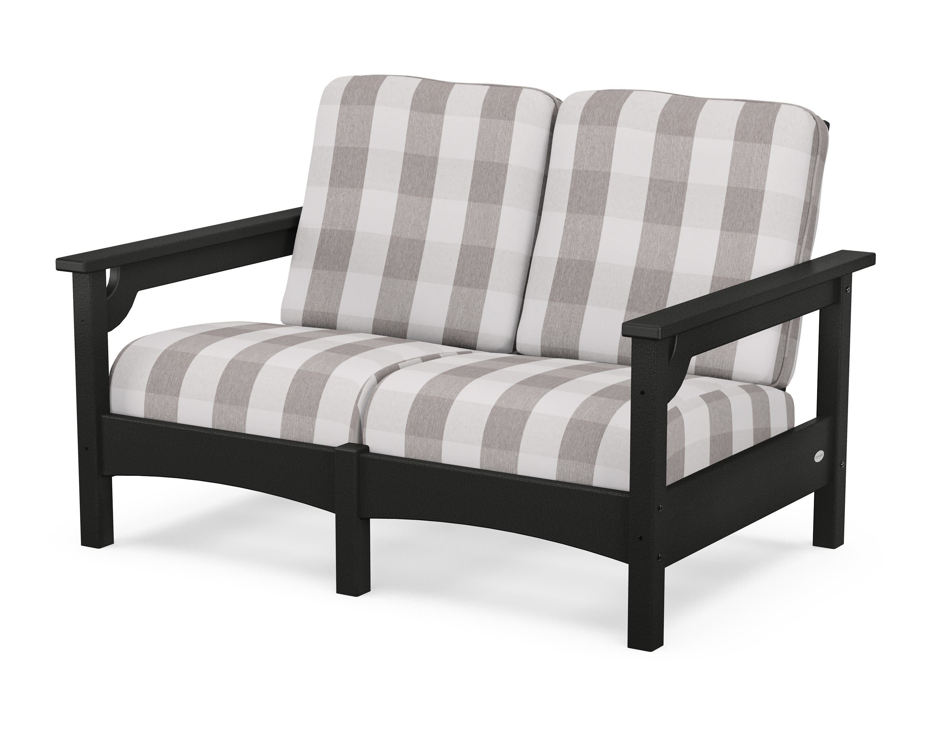 Club Loveseat in Black / Buffalo Plaid Grey Mist