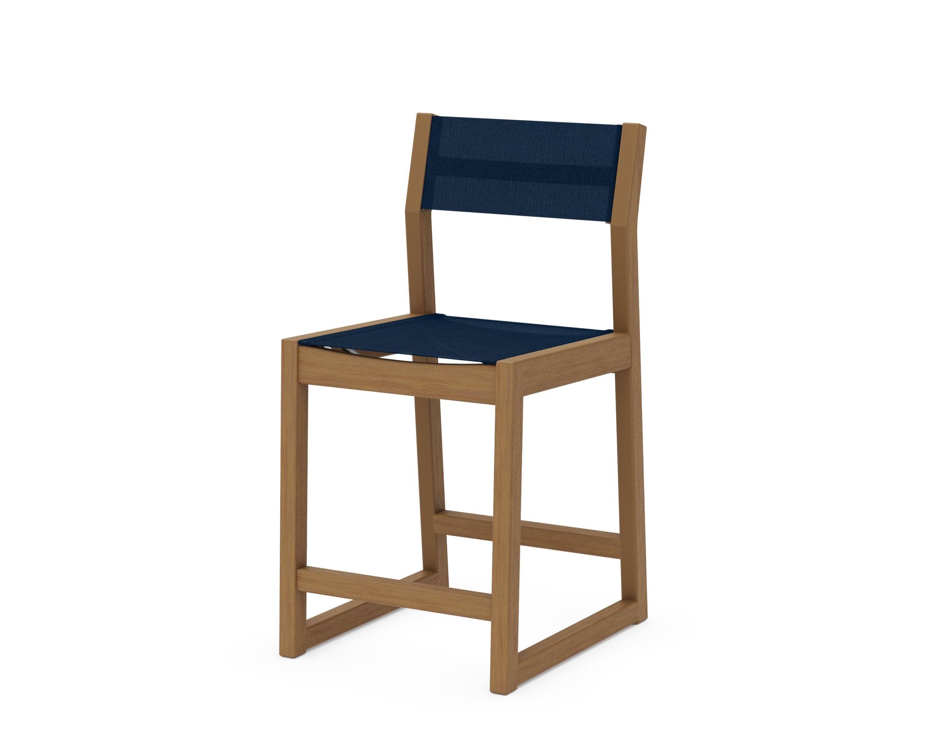 EDGE Sling Counter Side Chair in Natural / Navy Blue Sling