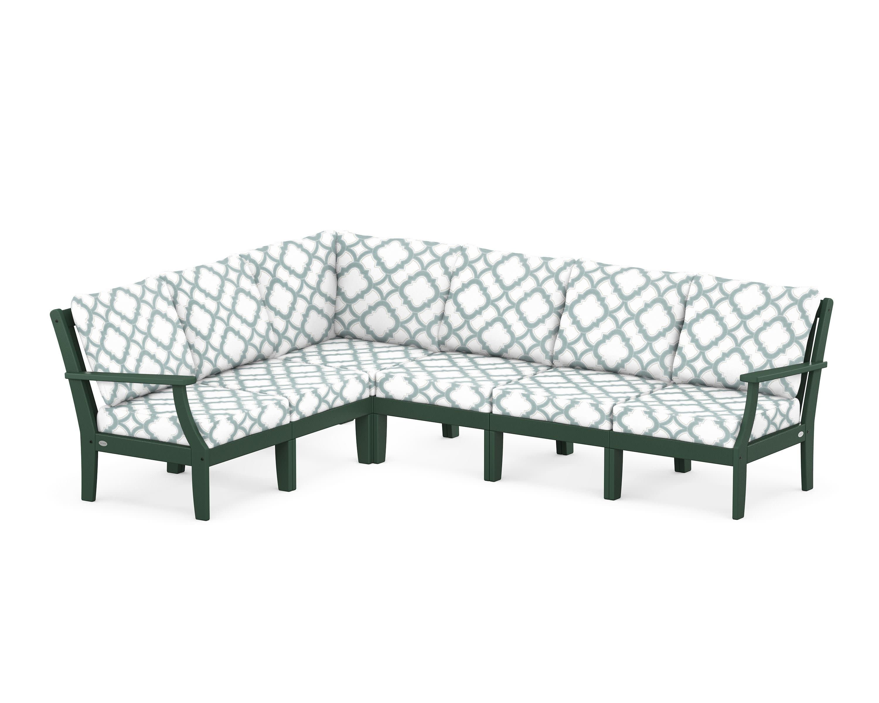 Braxton Modular 6-Piece Deep Seating Set in Green / Trellis Glacier Spa