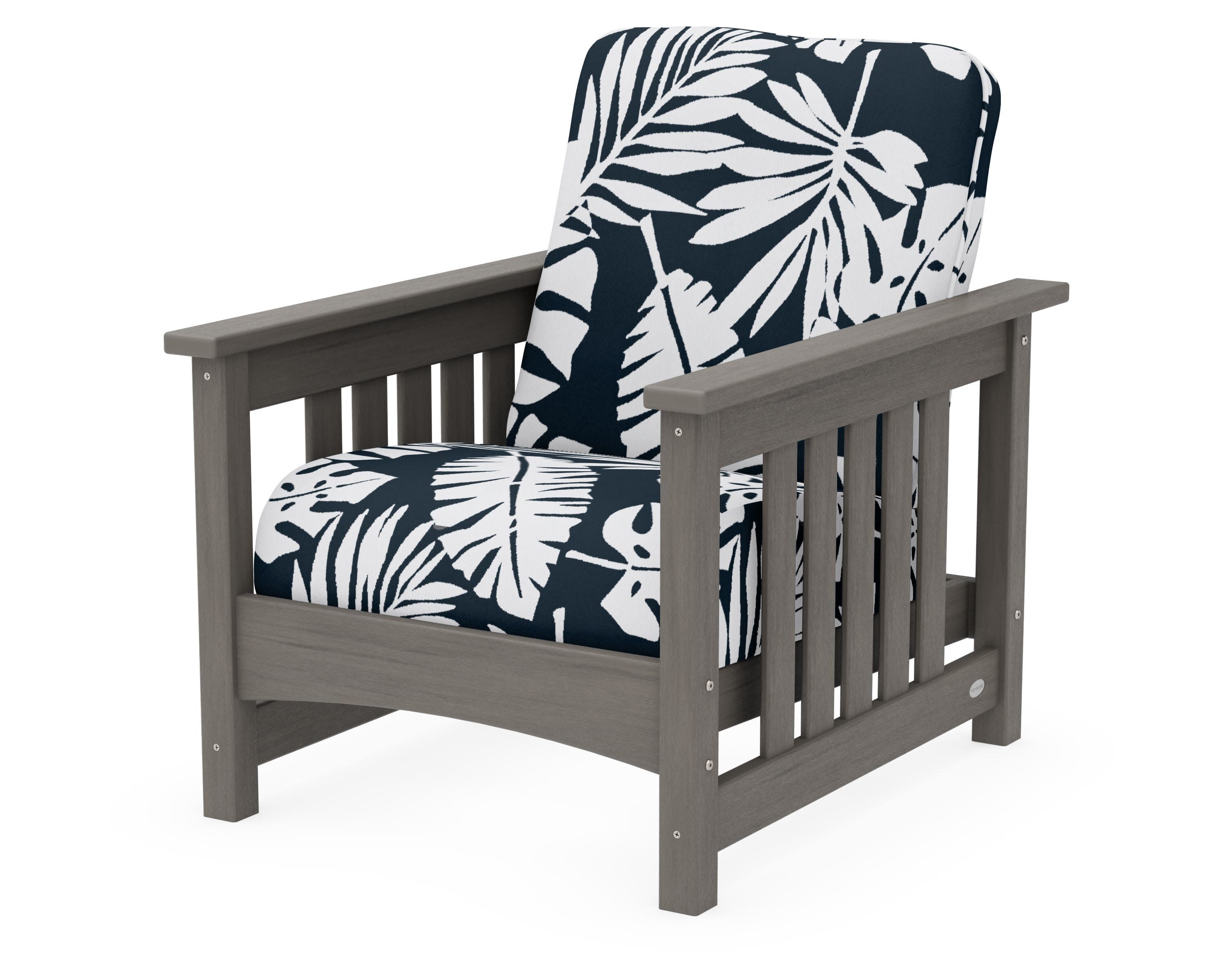 Club Mission Chair in Driftwood / Leaf Marine Indigo