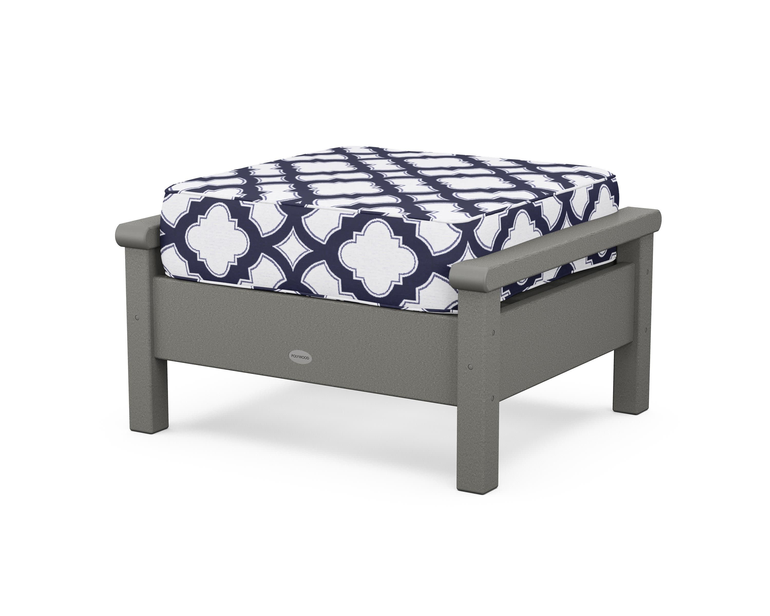 Harbour Deep Seating Ottoman in Slate Grey / Trellis Navy