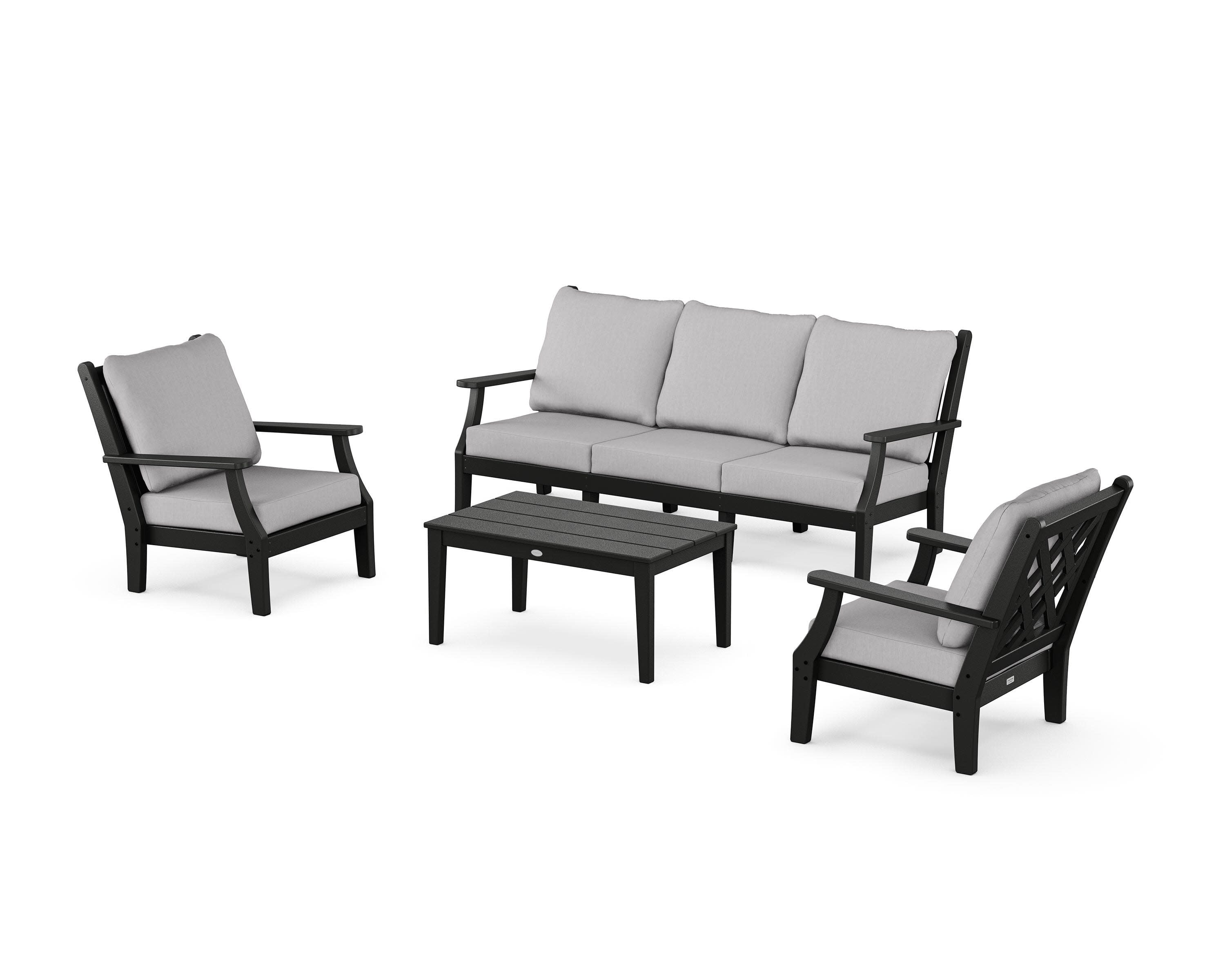 Wovendale 4-Piece Deep Seating Set with Sofa in Black / Granite