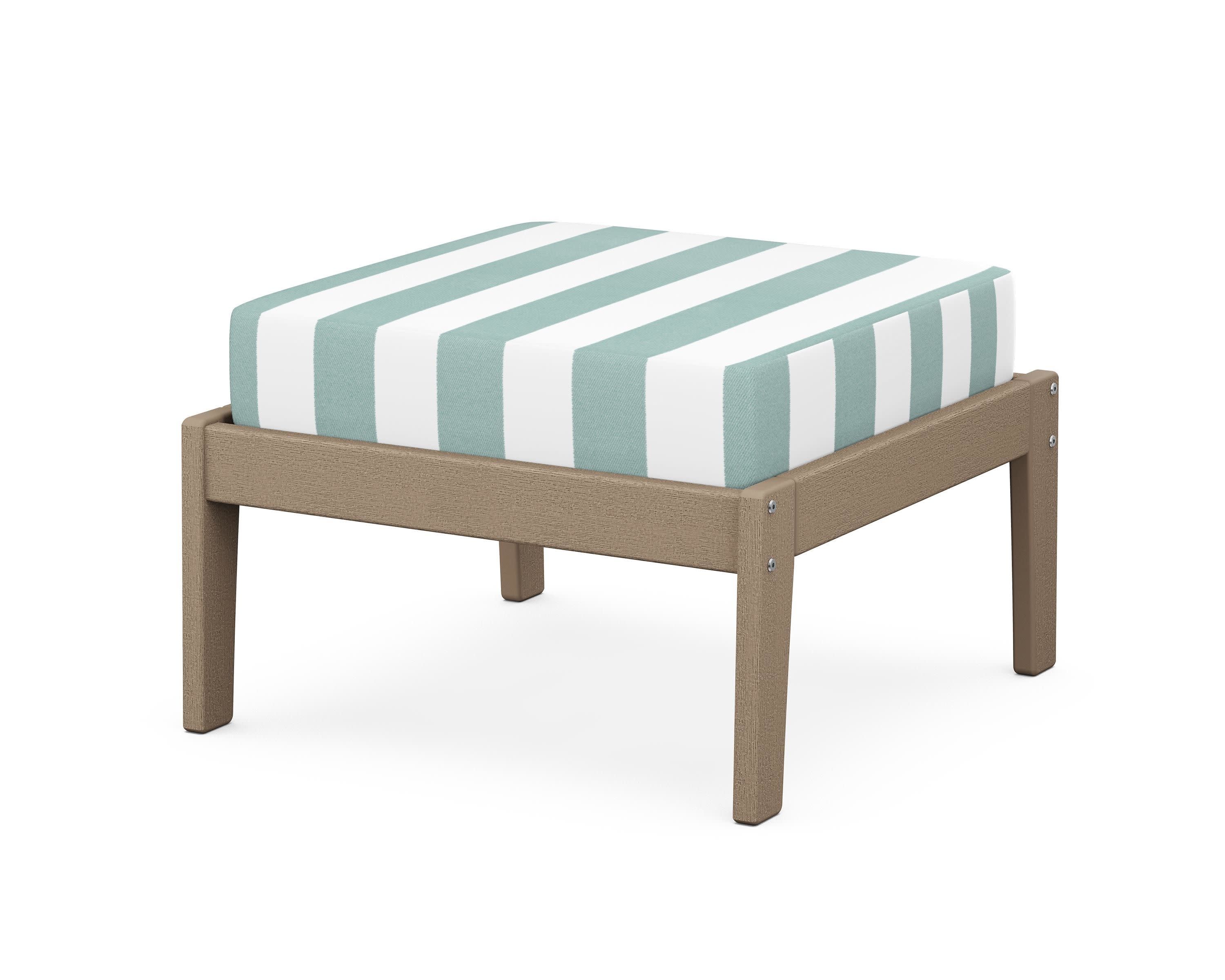 Deep Seating Ottoman in Vintage Sahara / Cabana Stripe Glacier Spa