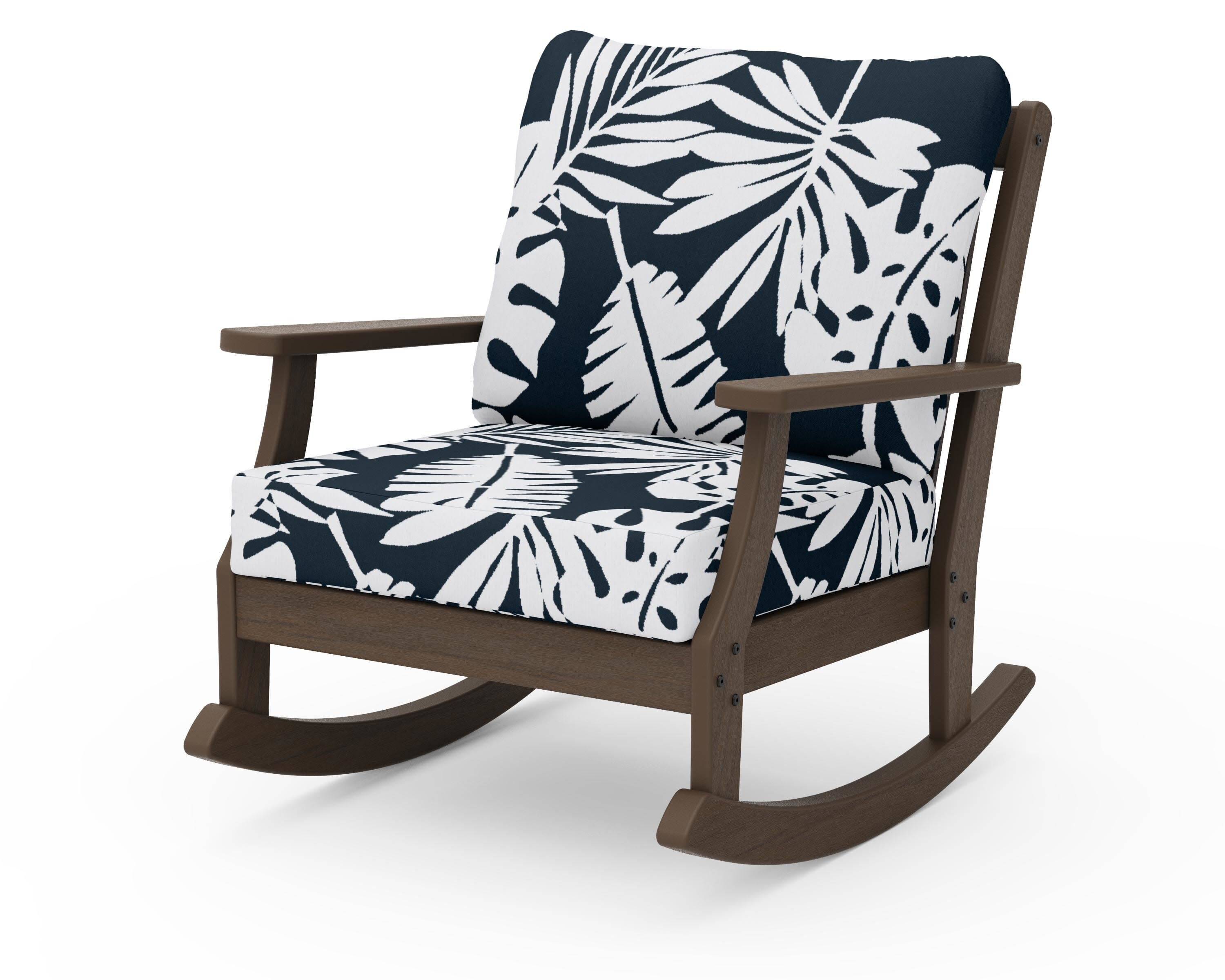 Braxton Deep Seating Rocking Chair in Kona / Leaf Marine Indigo