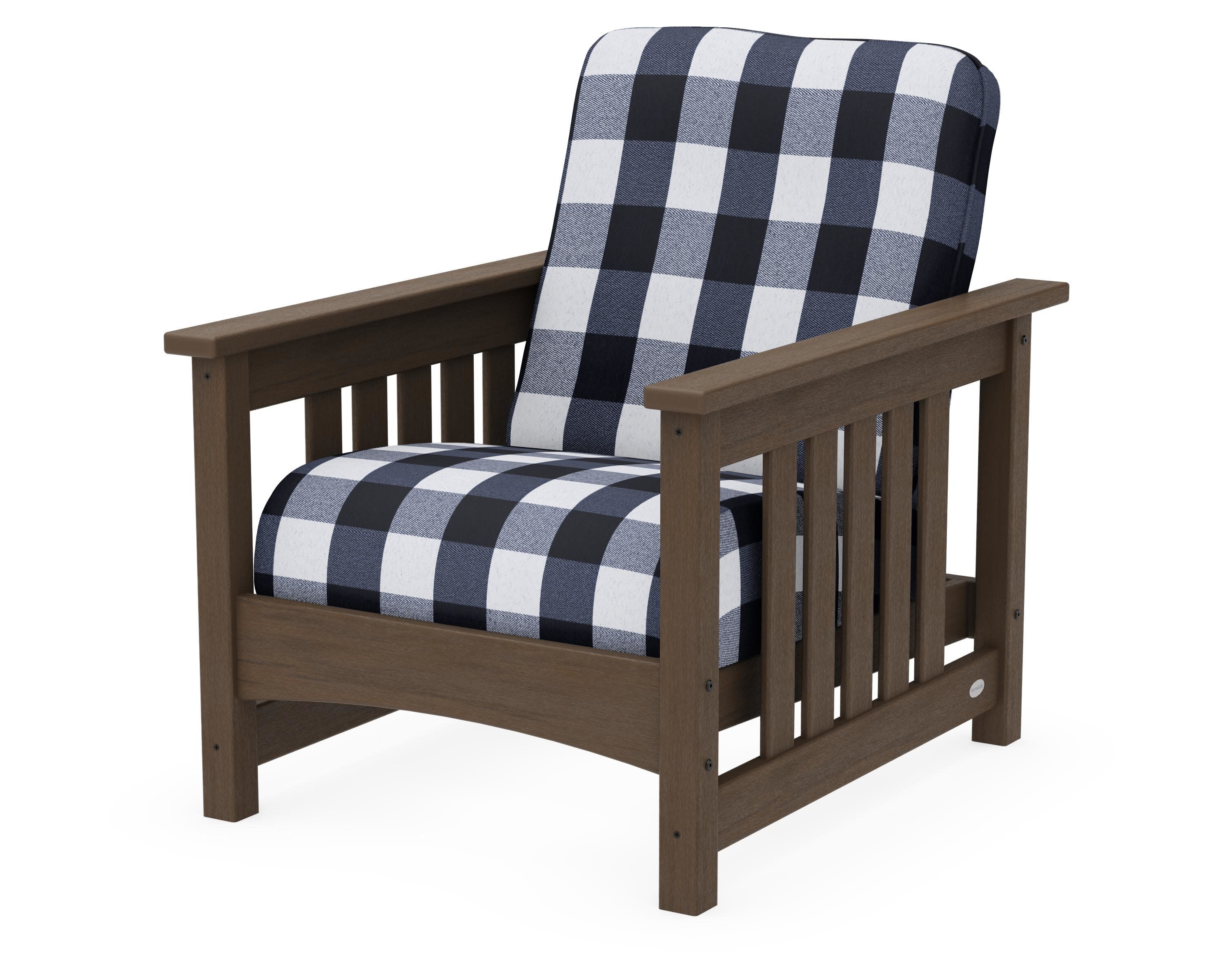Club Mission Chair in Kona / Buffalo Plaid Marine Indigo