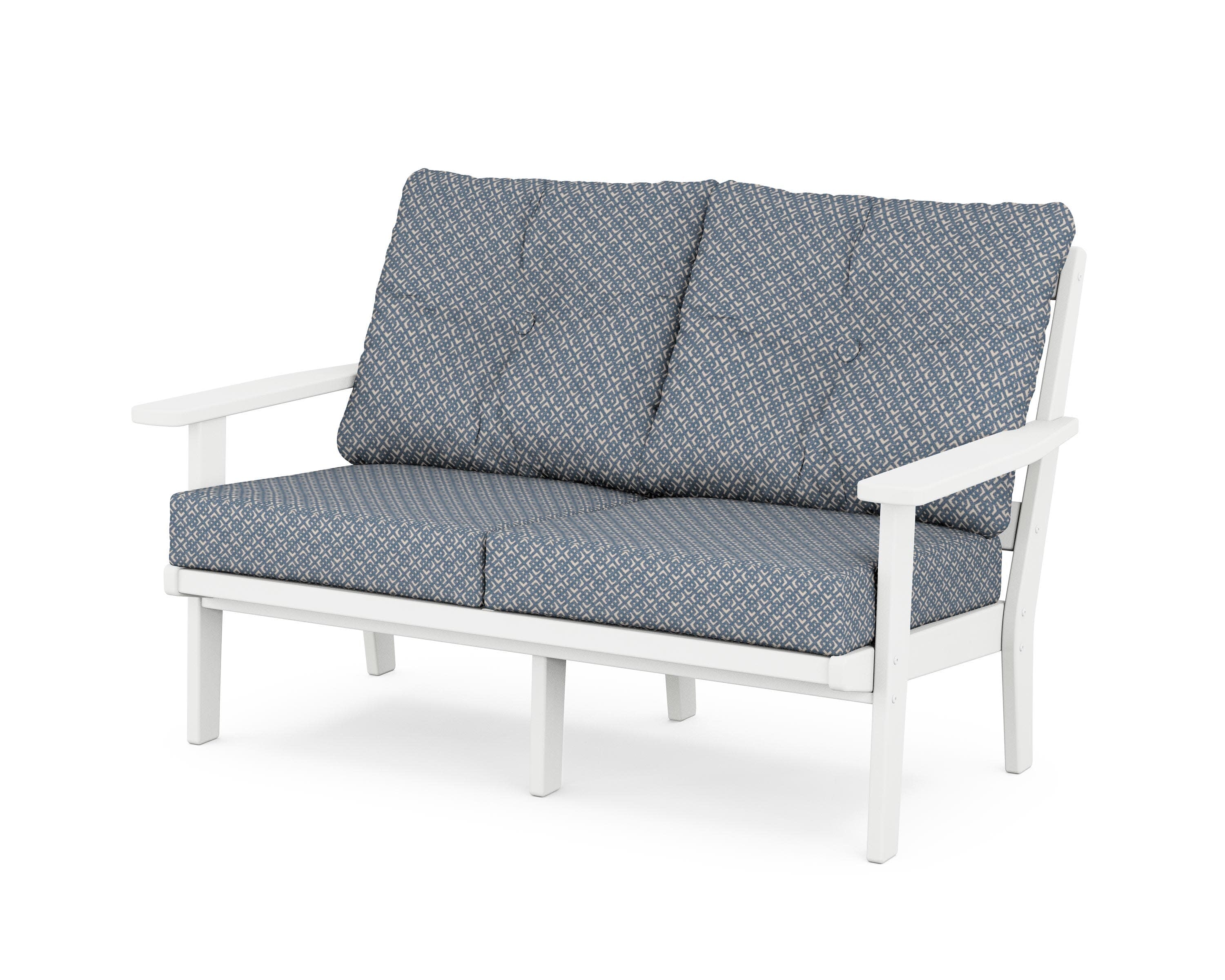Oxford Deep SeatingLoveseat in White / Hopscotch