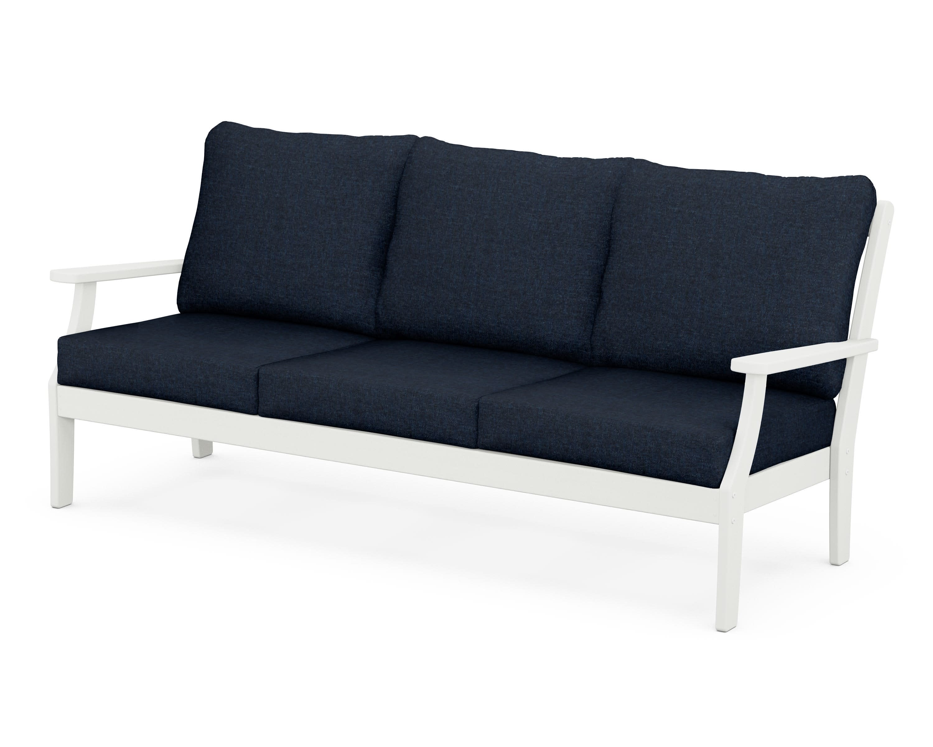 Braxton Deep Seating Sofa in Vintage White / Marine Indigo