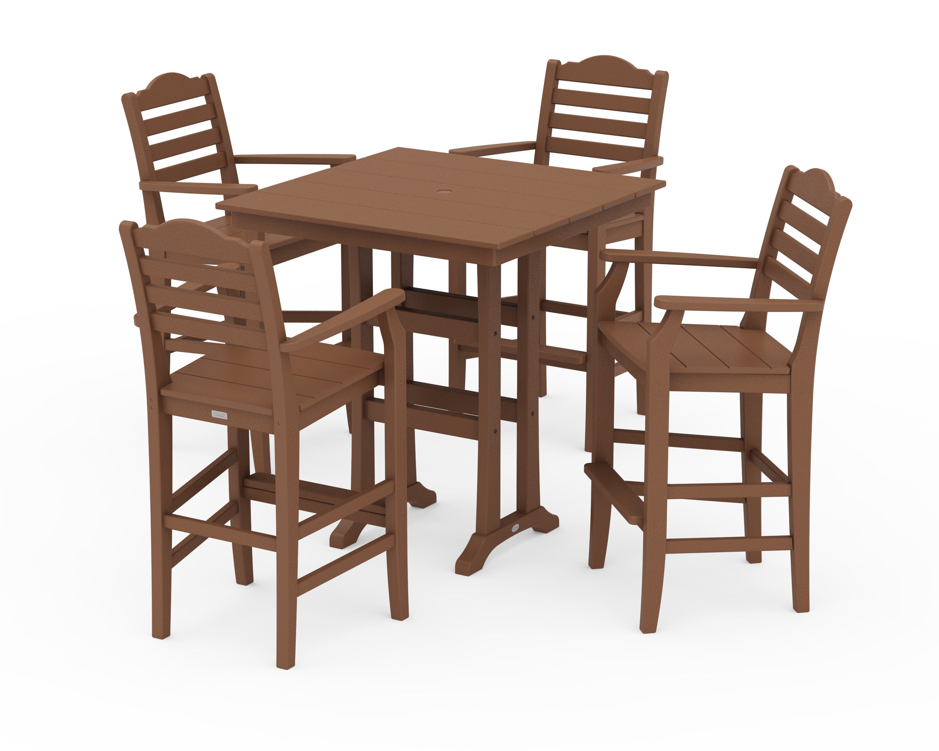 Savannah 5-Piece Farmhouse Bar Set with Trestle Legs in Teak