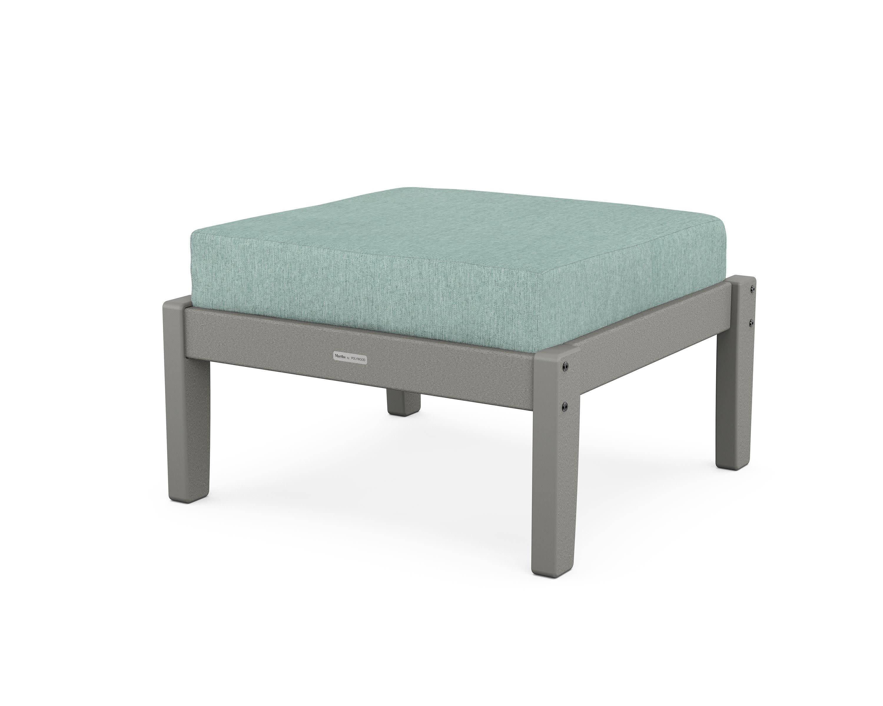 Chinoiserie Deep Seating Ottoman in Slate Grey / Glacier Spa