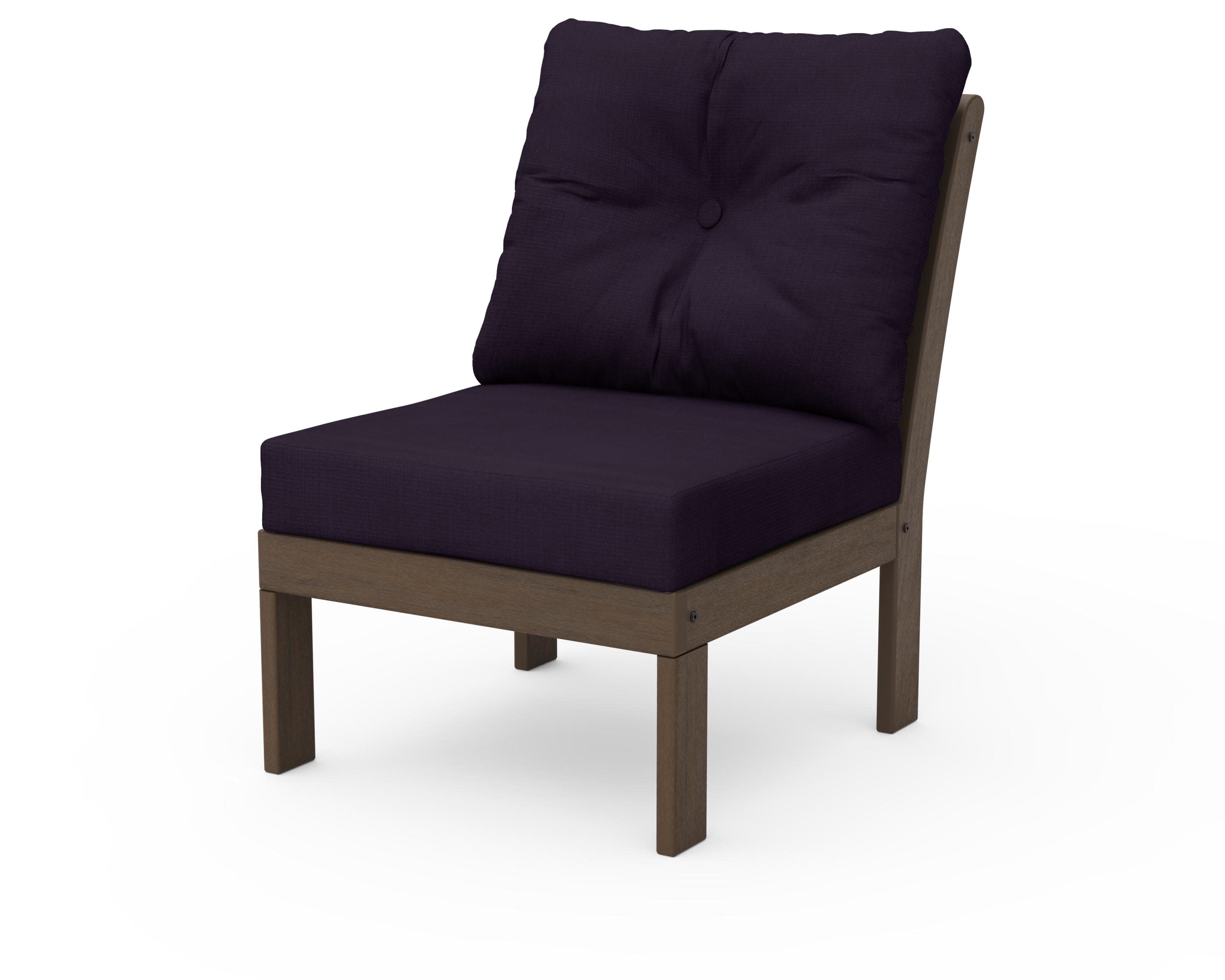 Vineyard Modular Armless Chair in Kona / Navy Linen