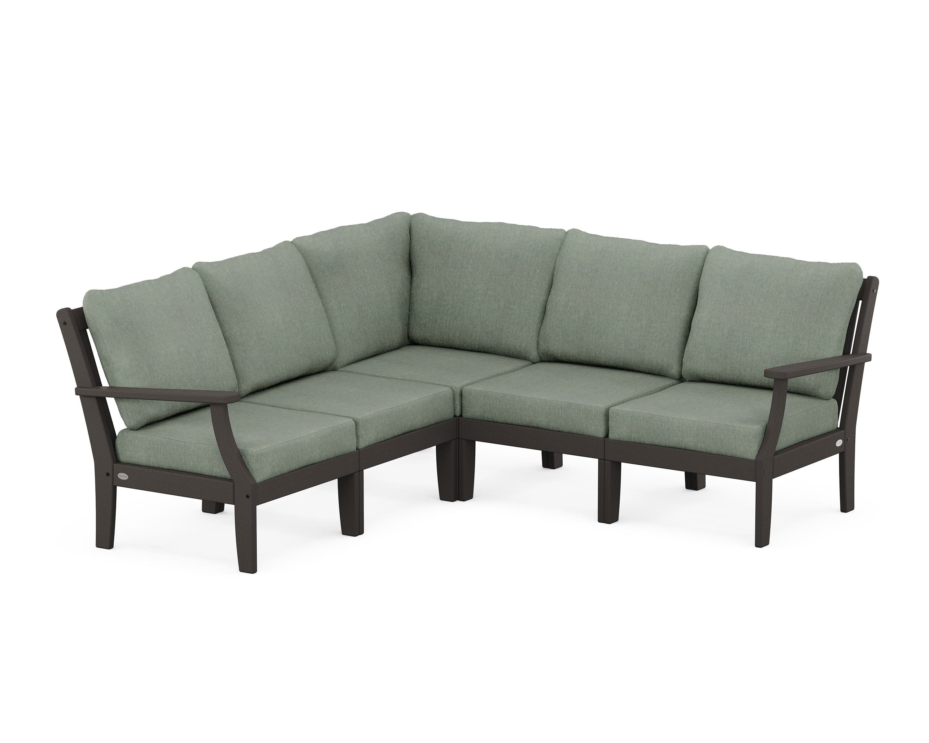 Braxton Modular 5-Piece Deep Seating Set in Vintage Coffee / Cast Sage