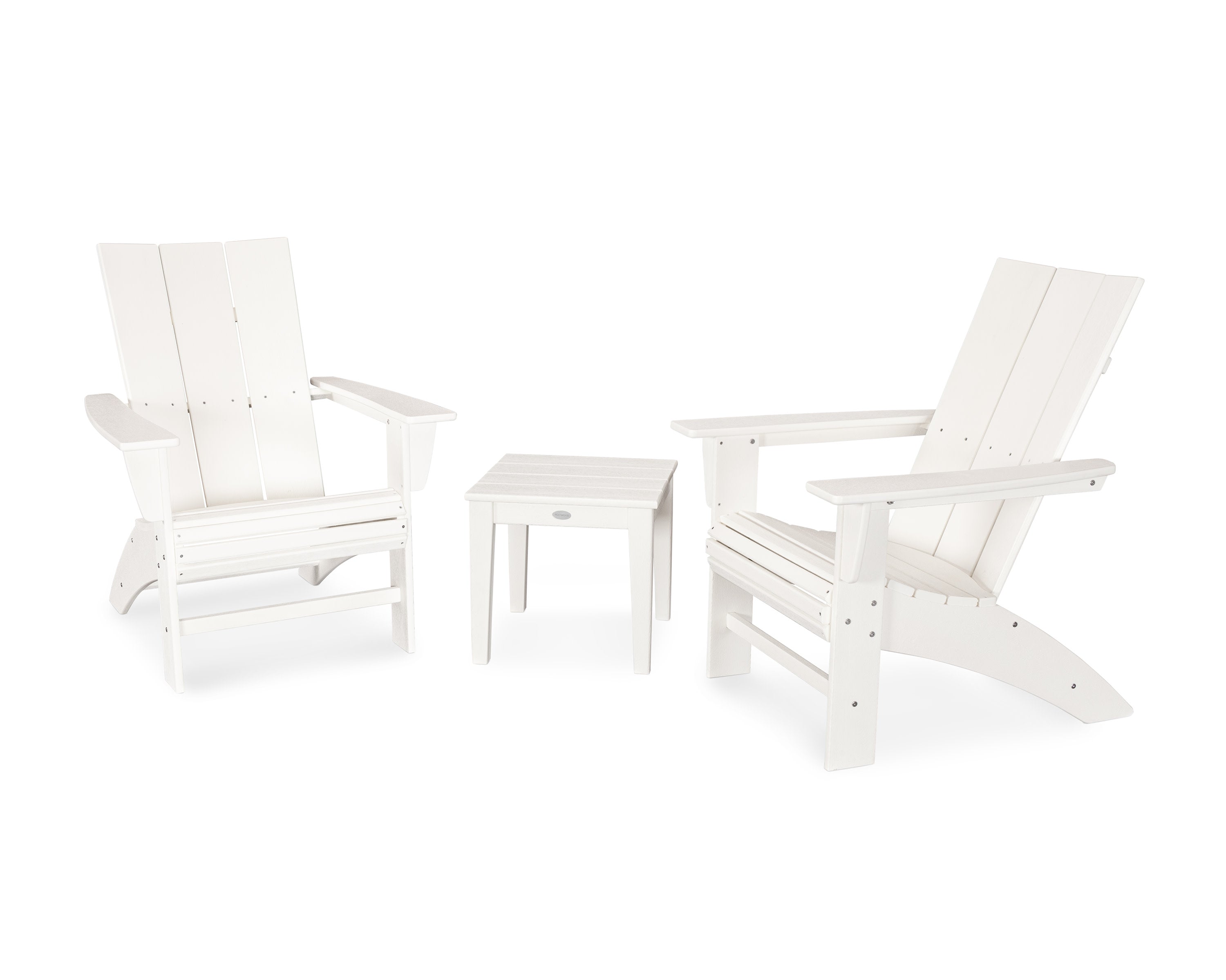 Modern 3-Piece Curveback Adirondack Set in Vintage White