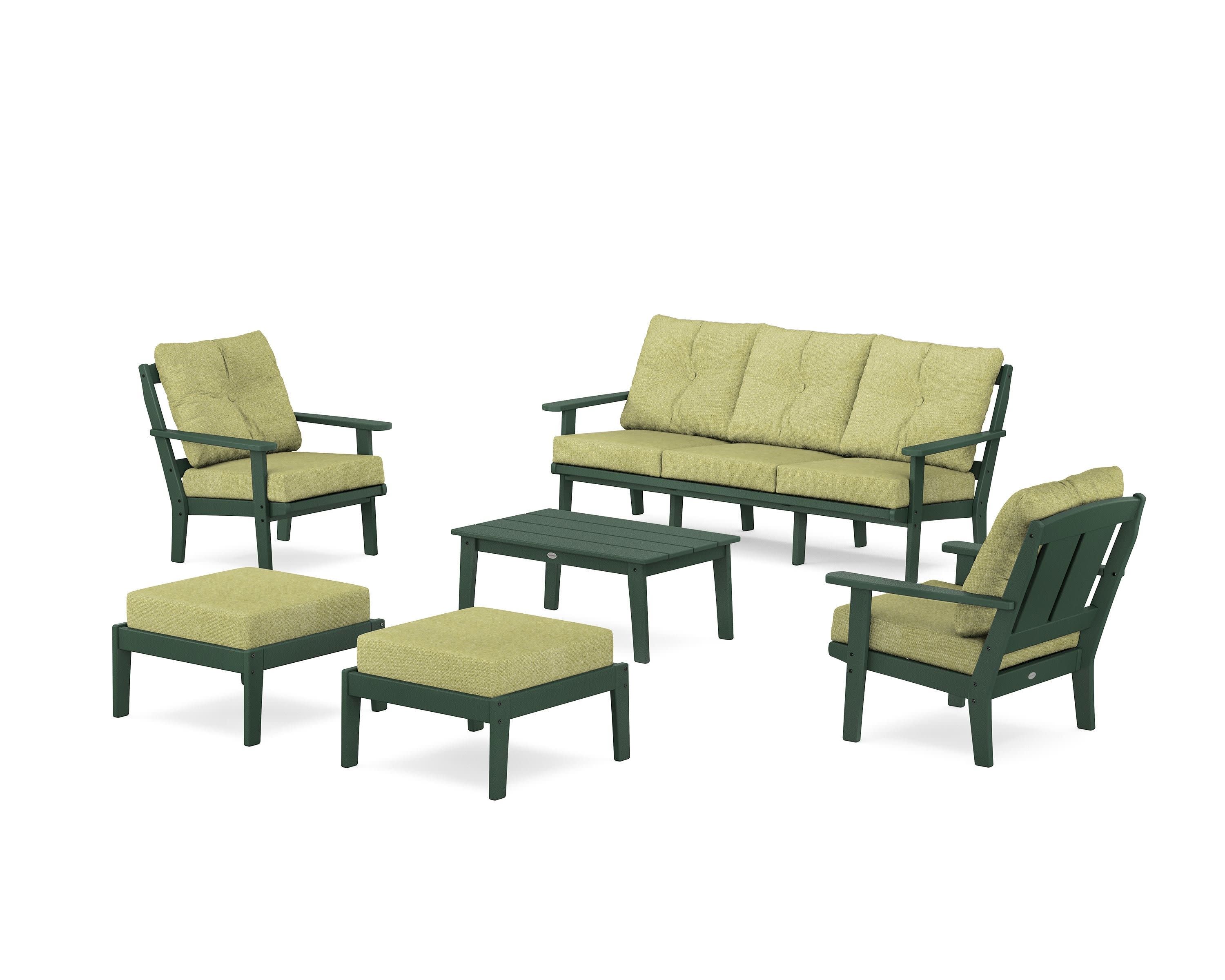 Mission 6-Piece Lounge Sofa Set in Green / Chartreuse Boucle