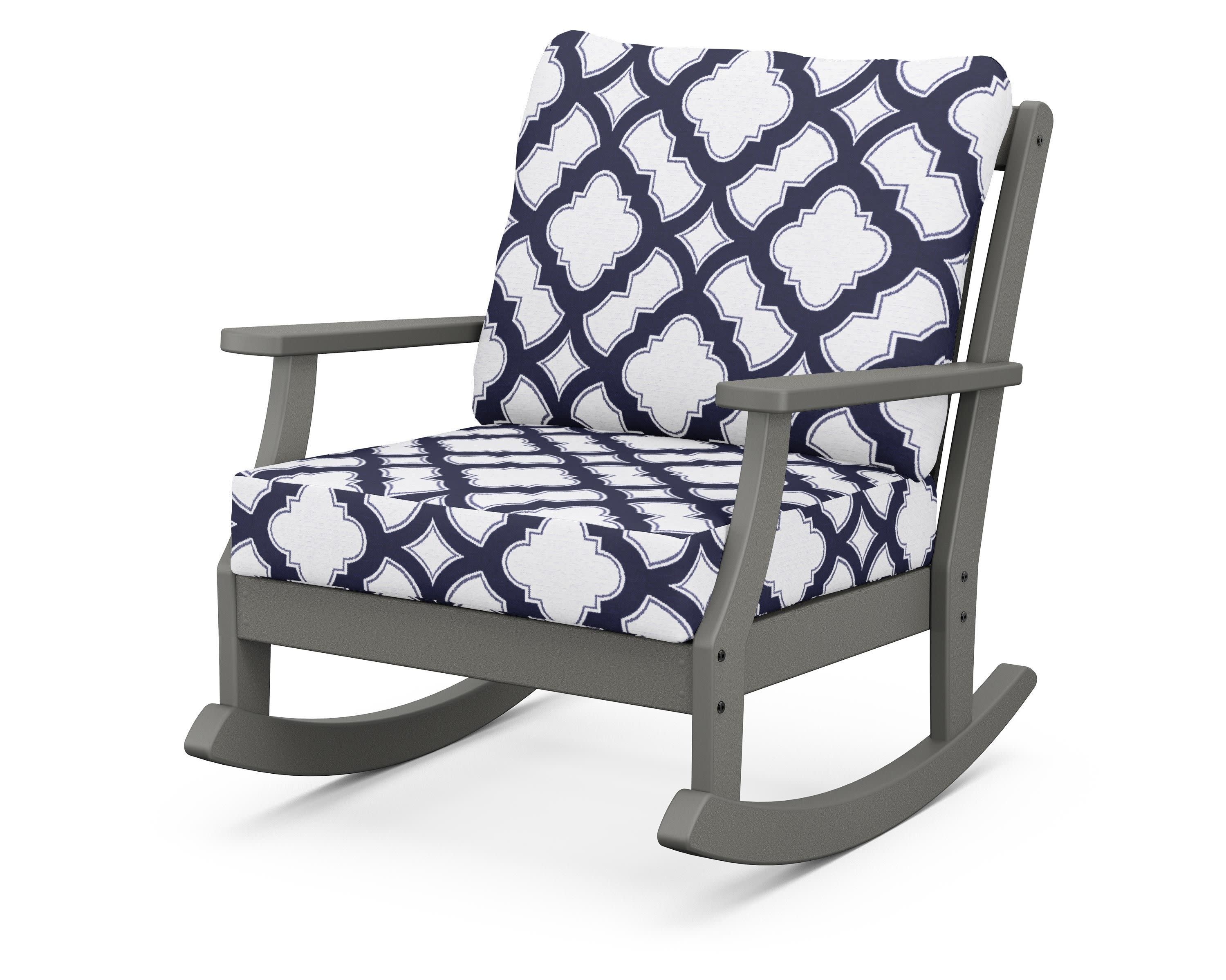 Braxton Deep Seating Rocking Chair in Slate Grey / Trellis Navy
