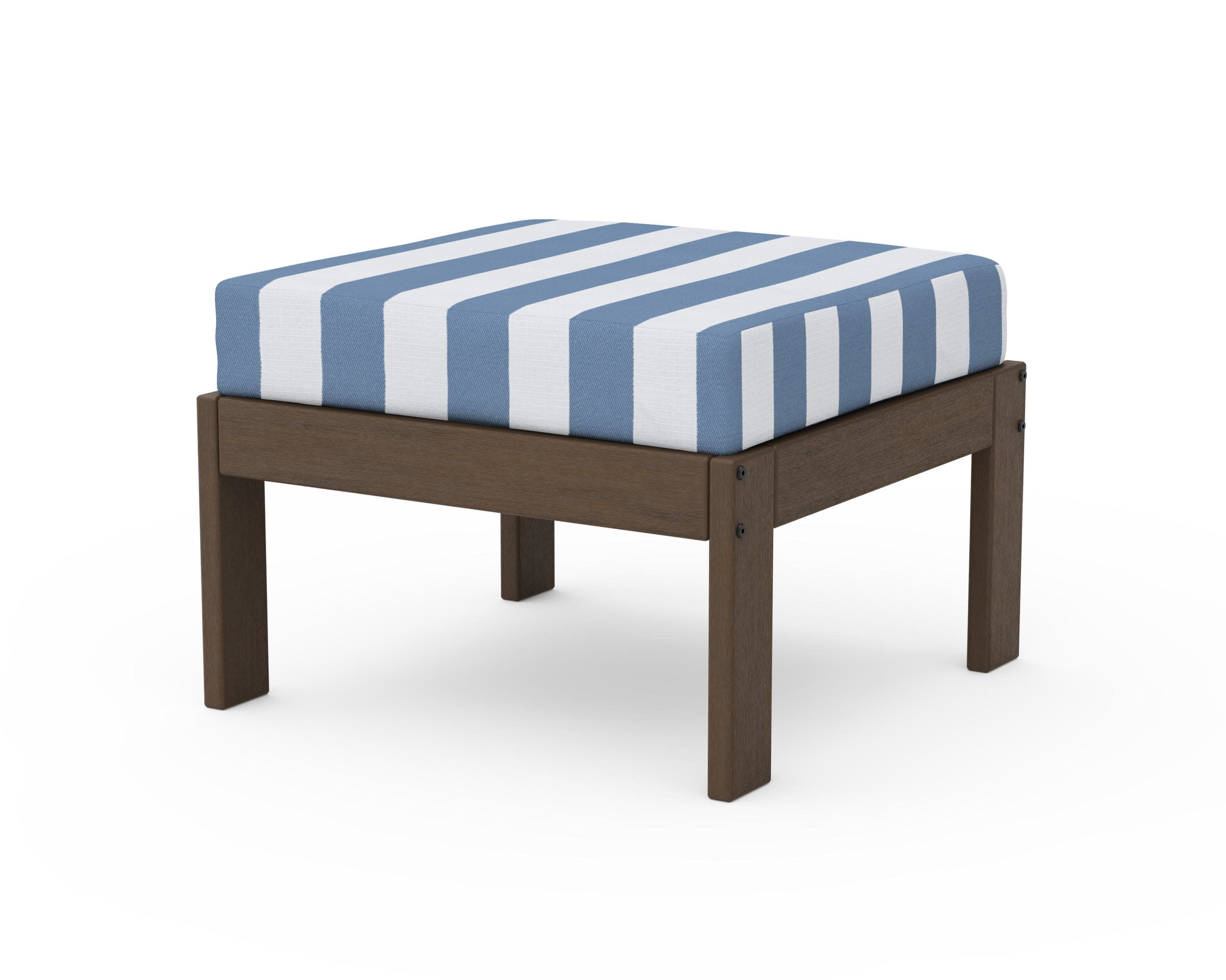 Vineyard Modular Ottoman in Kona / Cabana Stripe Sky Blue