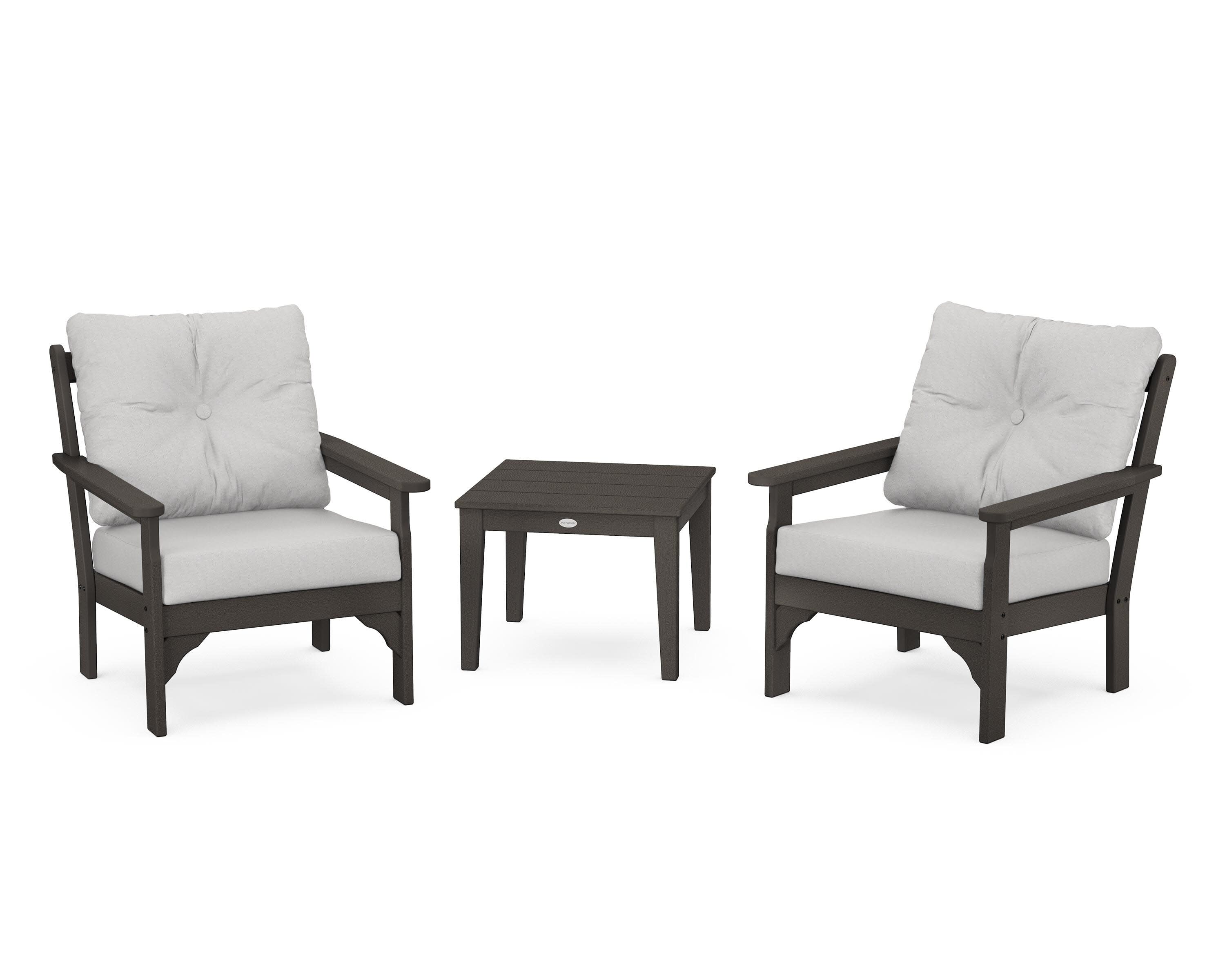 Vineyard 3-Piece Deep Seating Set in Vintage Coffee / Diamond in the Rough