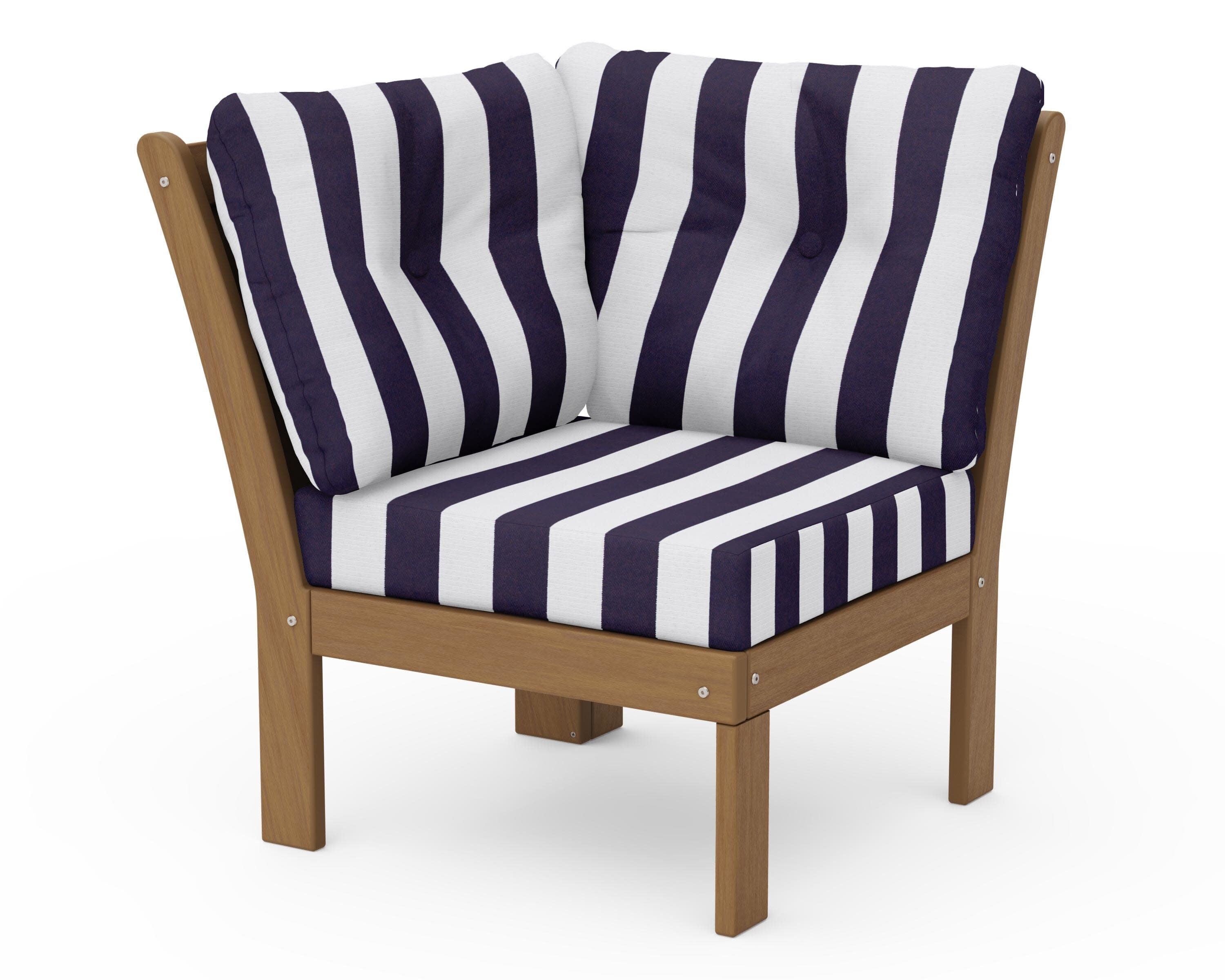 Vineyard Modular Corner Chair in Natural / Cabana Stripe Navy