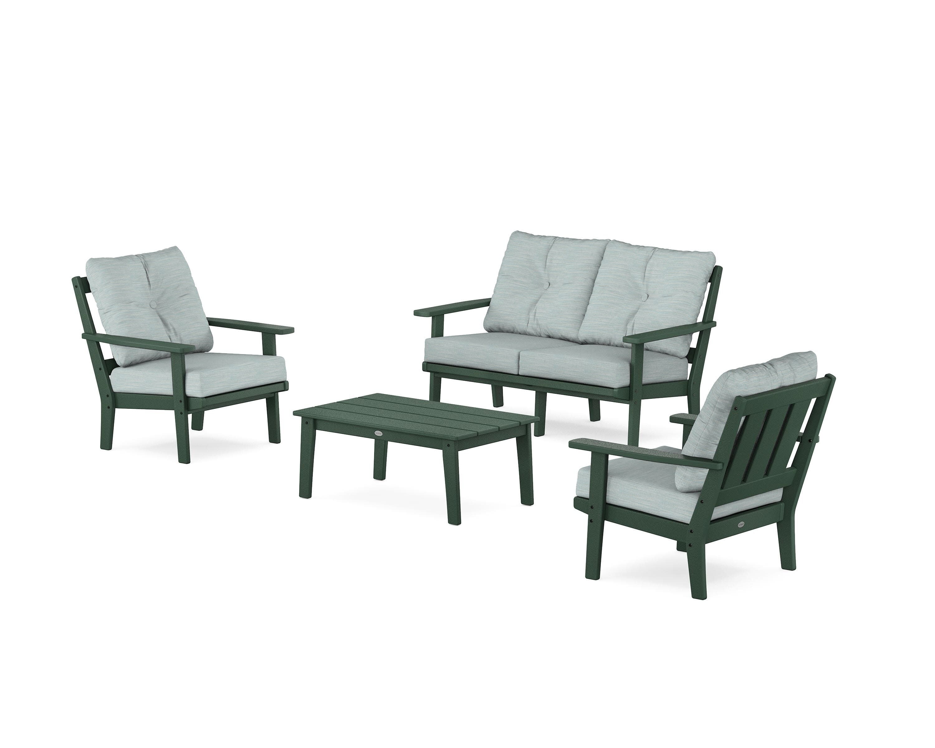 Oxford 4-Piece Deep Seating Set with Loveseat in Green / Soothe Mist