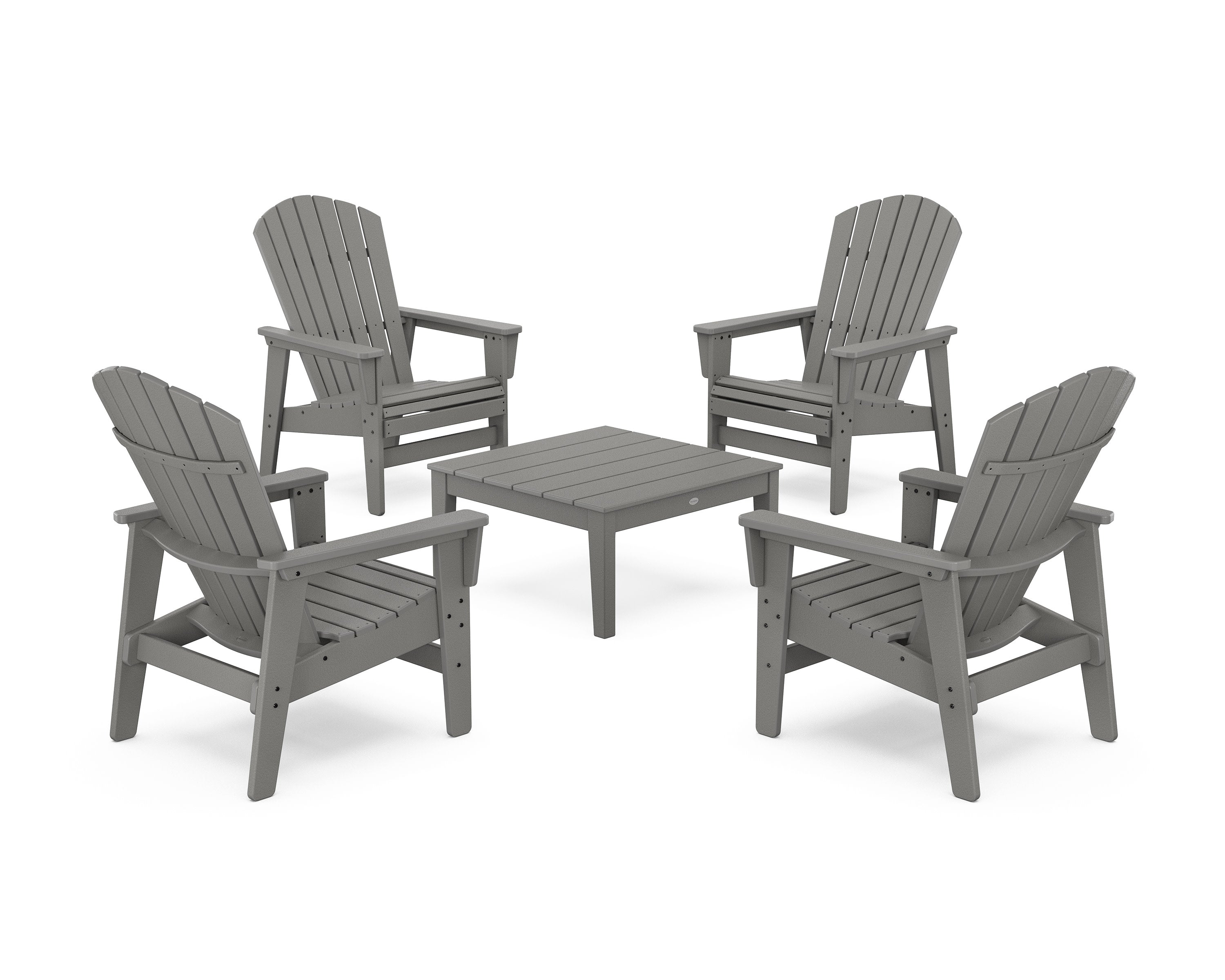5-Piece Nautical Grand Upright Adirondack Chair Conversation Group in Slate Grey