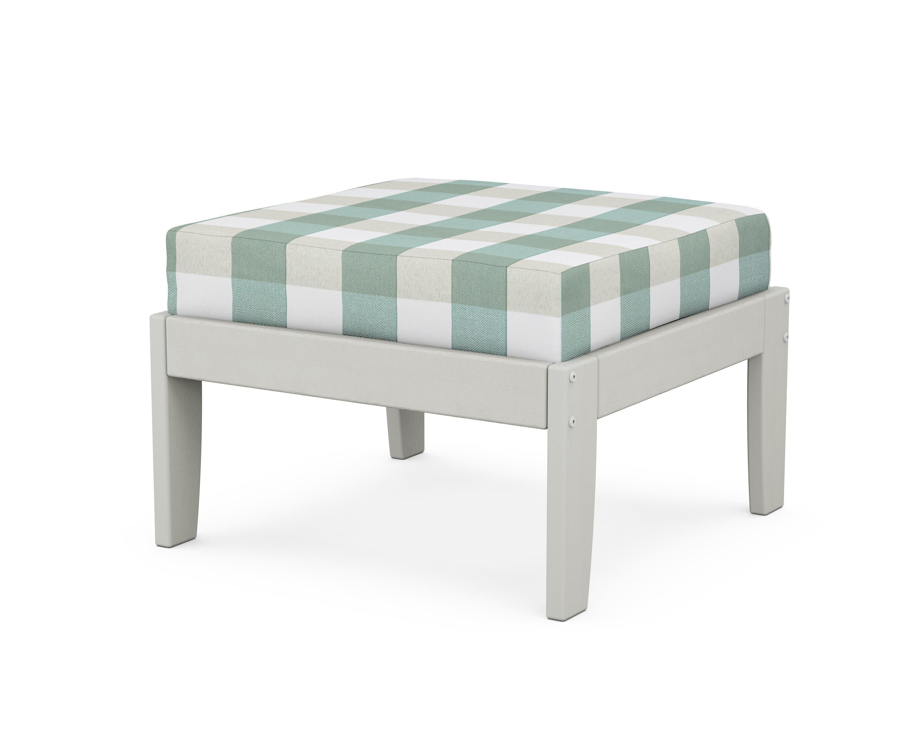 Modular Ottoman - Classic in Vintage White / Buffalo Plaid Glacier Spa