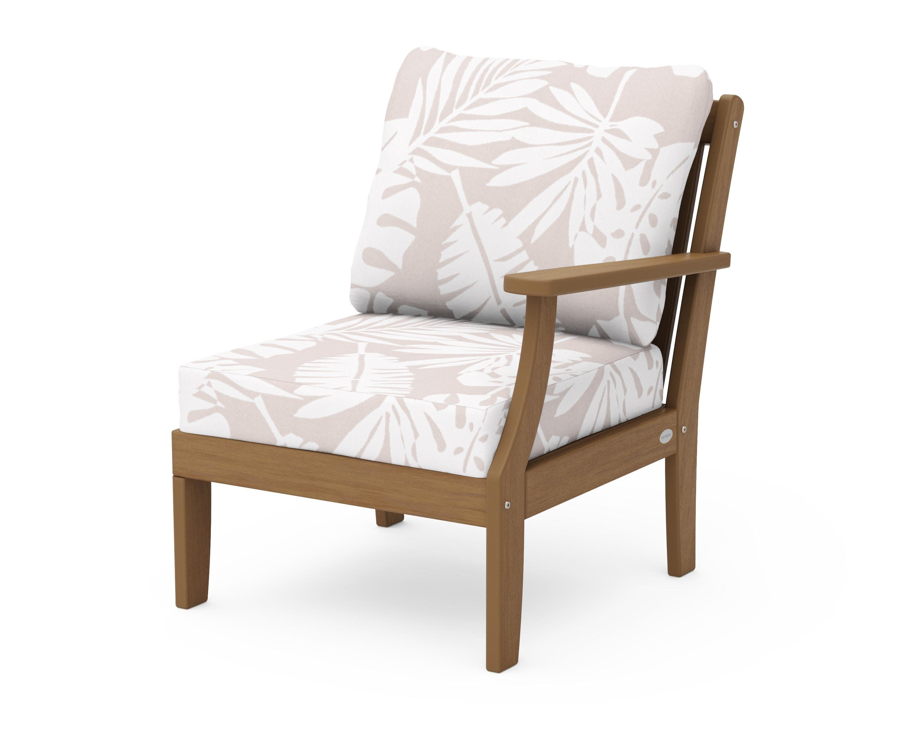 Braxton Modular Right Arm Chair in Natural / Leaf Dune Burlap