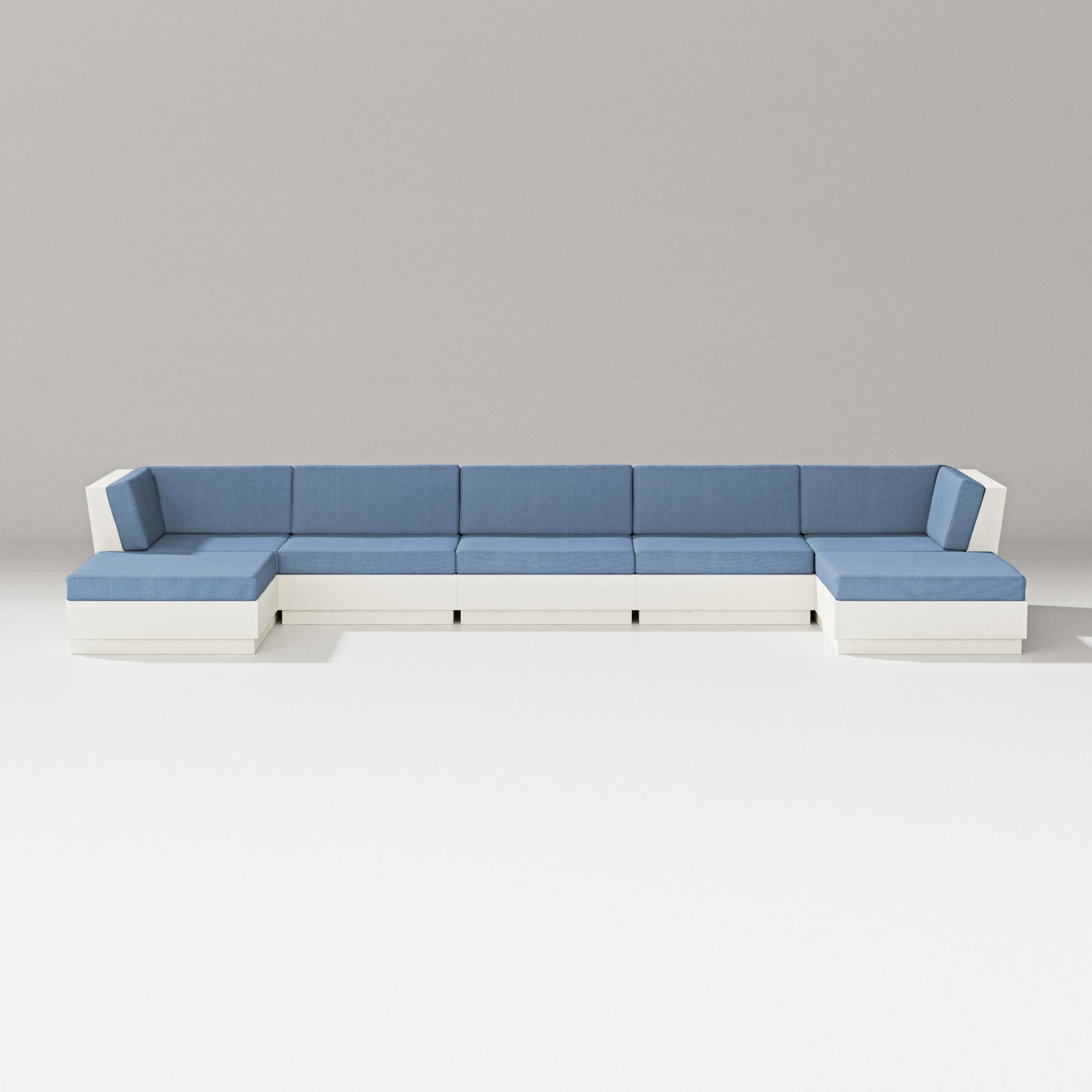 Elevate 7-Piece Double Chaise Sectional in Vintage White / Sky Blue