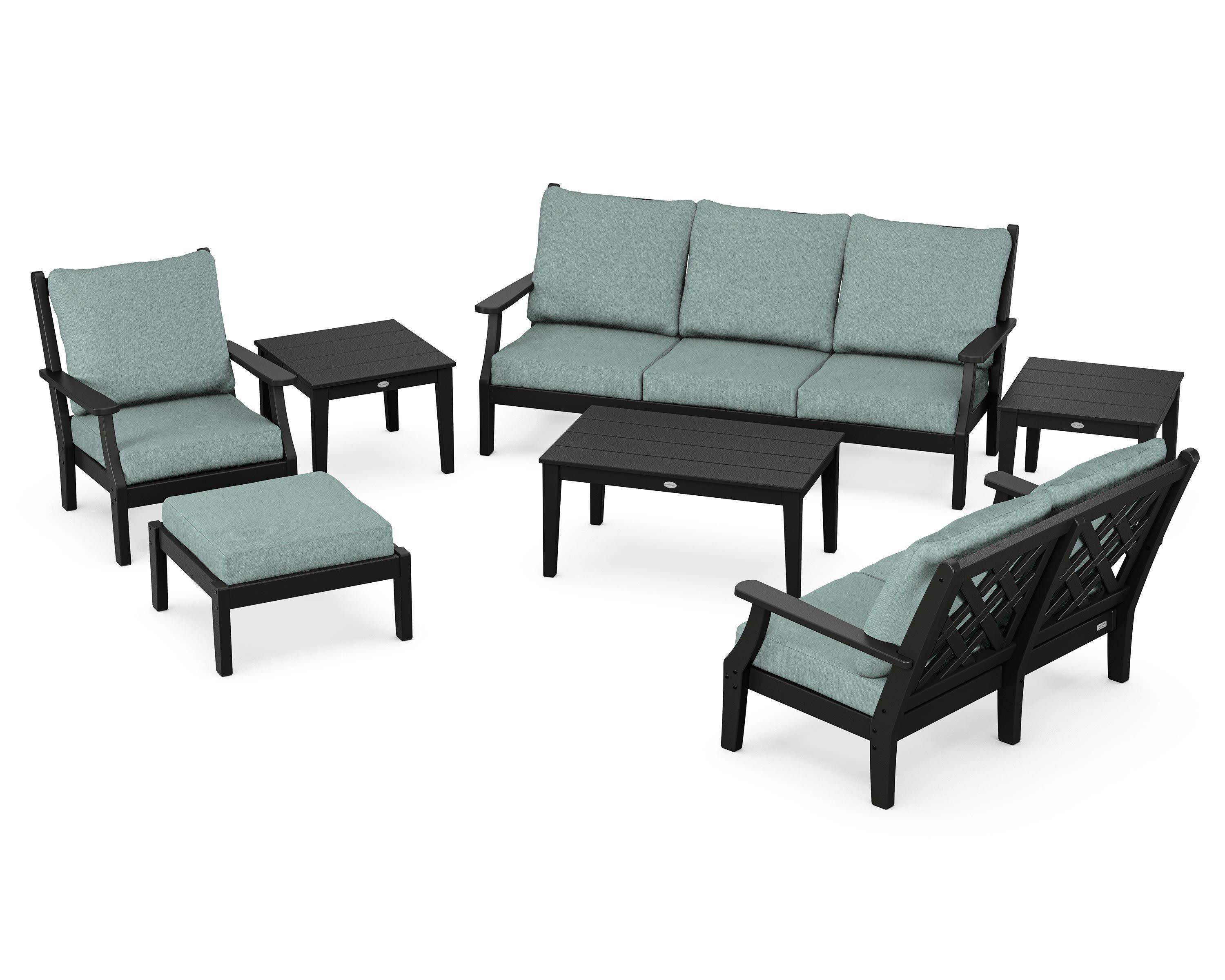 Wovendale 7-Piece Deep Seating Set in Black / Glacier Spa