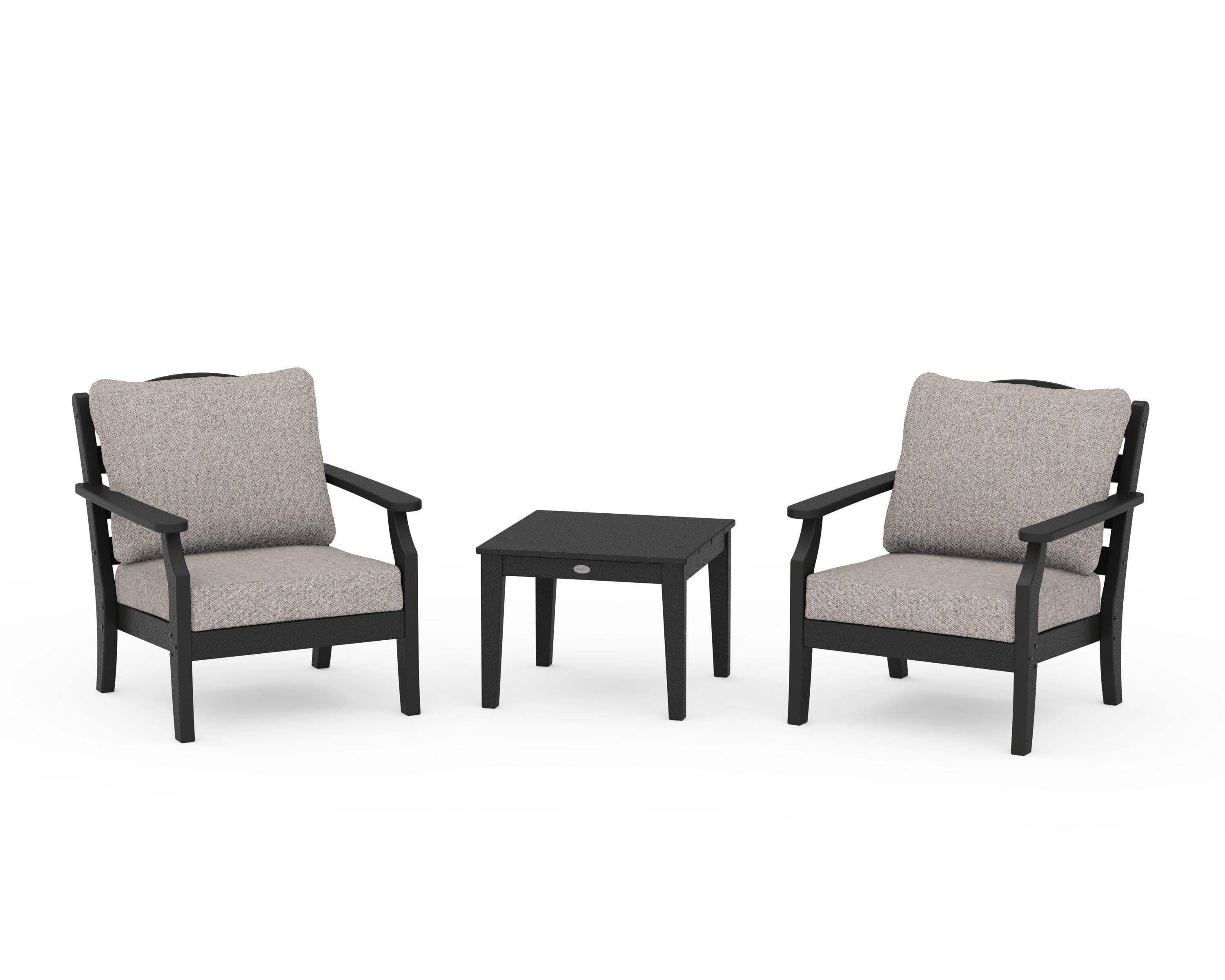 Savannah 3-Piece Deep Seating Set in Black / Weathered Tweed