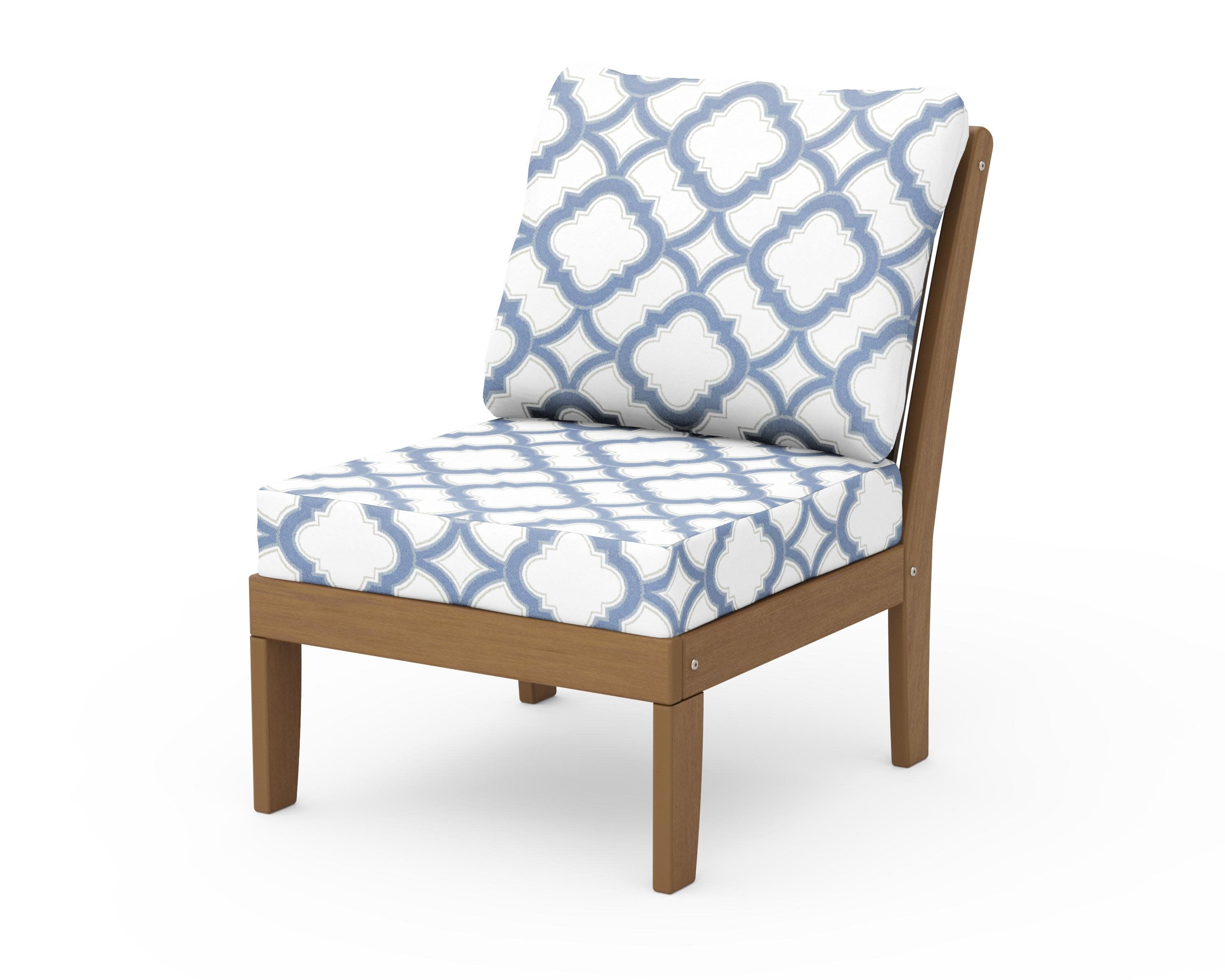 Braxton Modular Armless Chair in Natural / Trellis Sky Blue