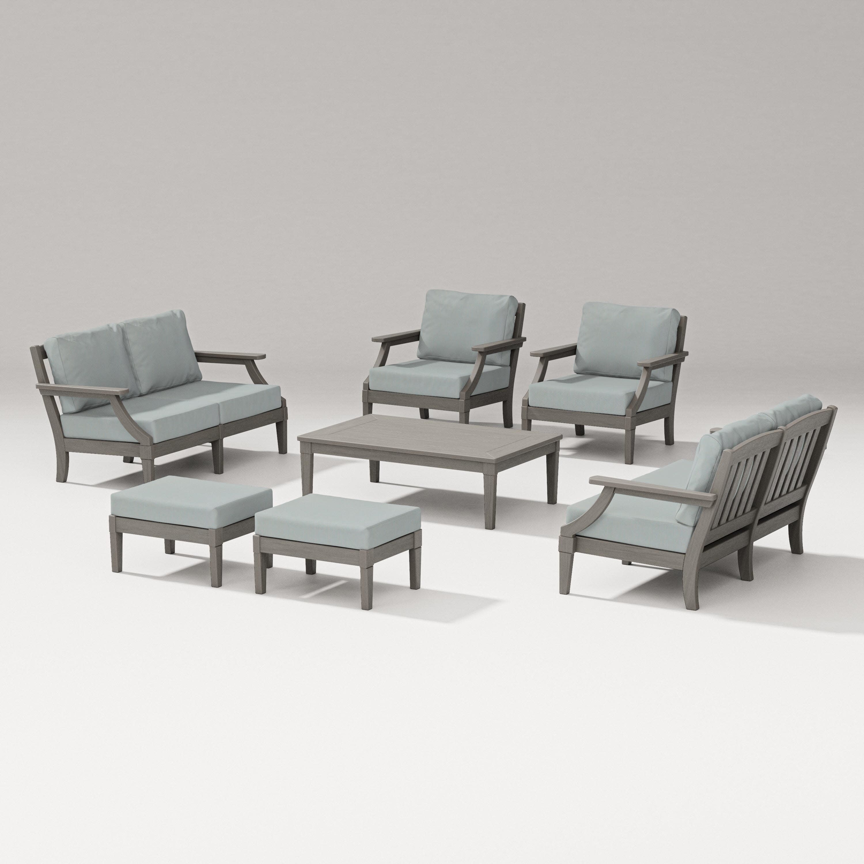 Estate 7-Piece Lounge Loveseat Set in Driftwood / Spa