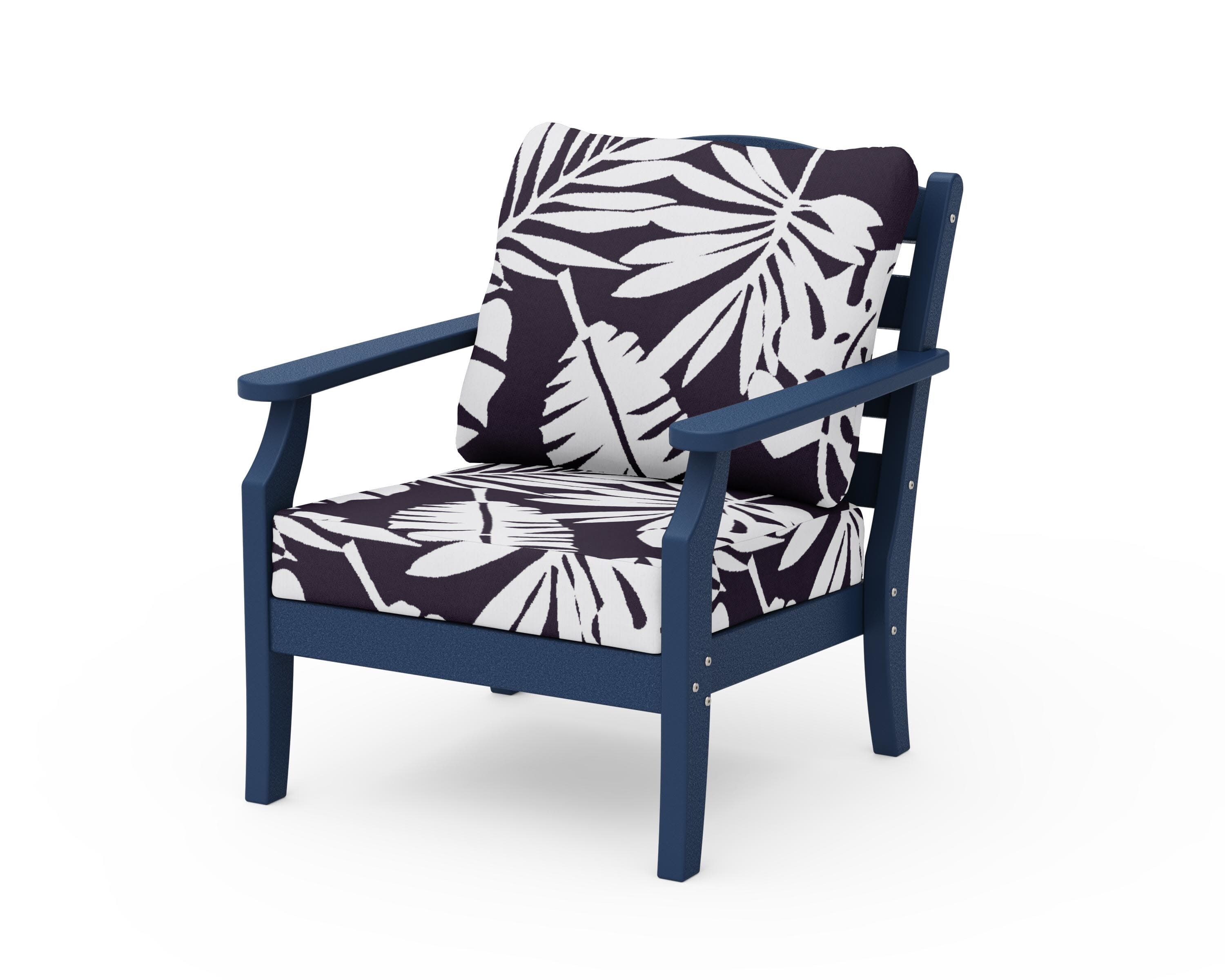 Savannah Deep Seating Chair in Navy / Leaf Navy