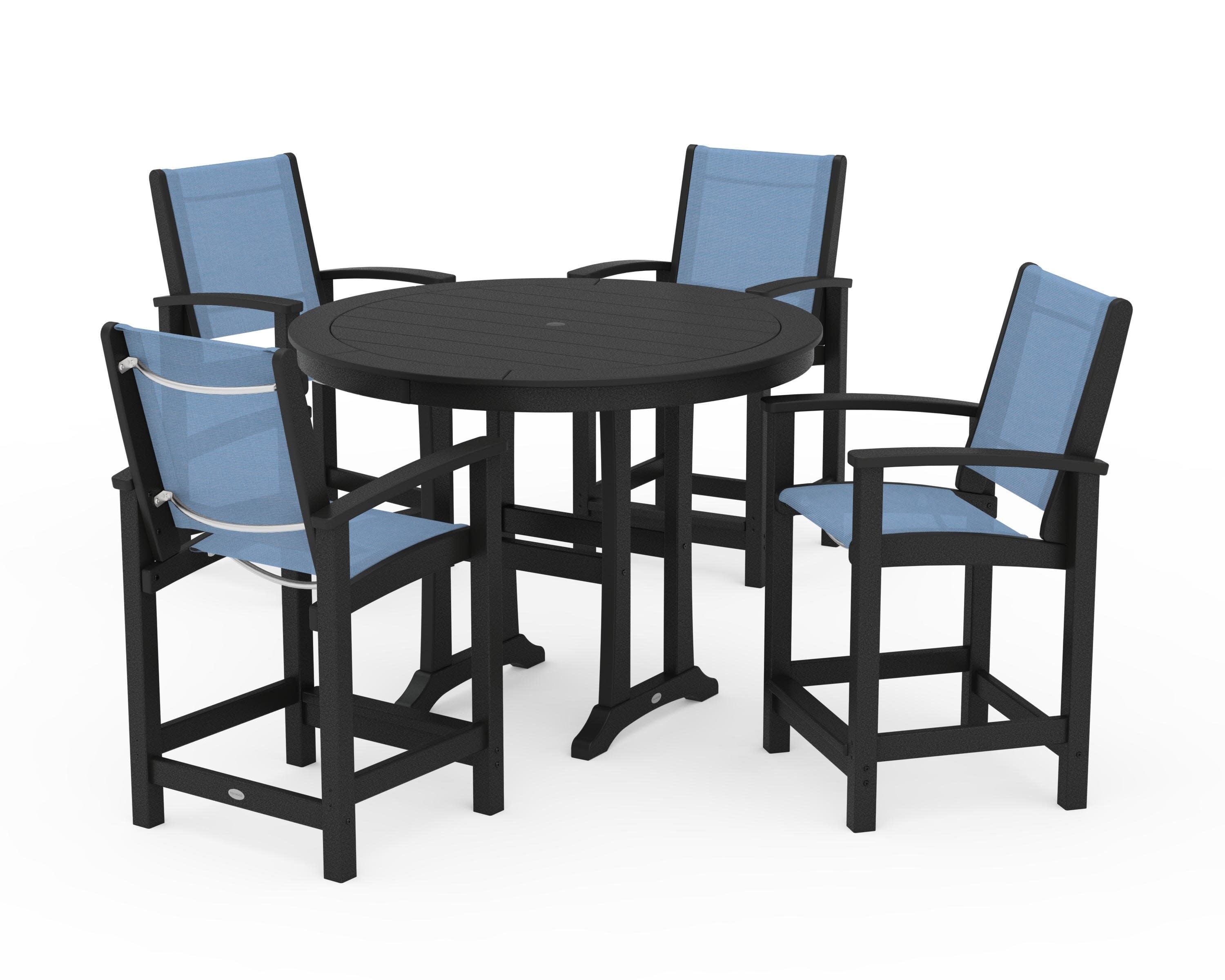 Coastal 5-Piece Counter Set in Black / Poolside Sling