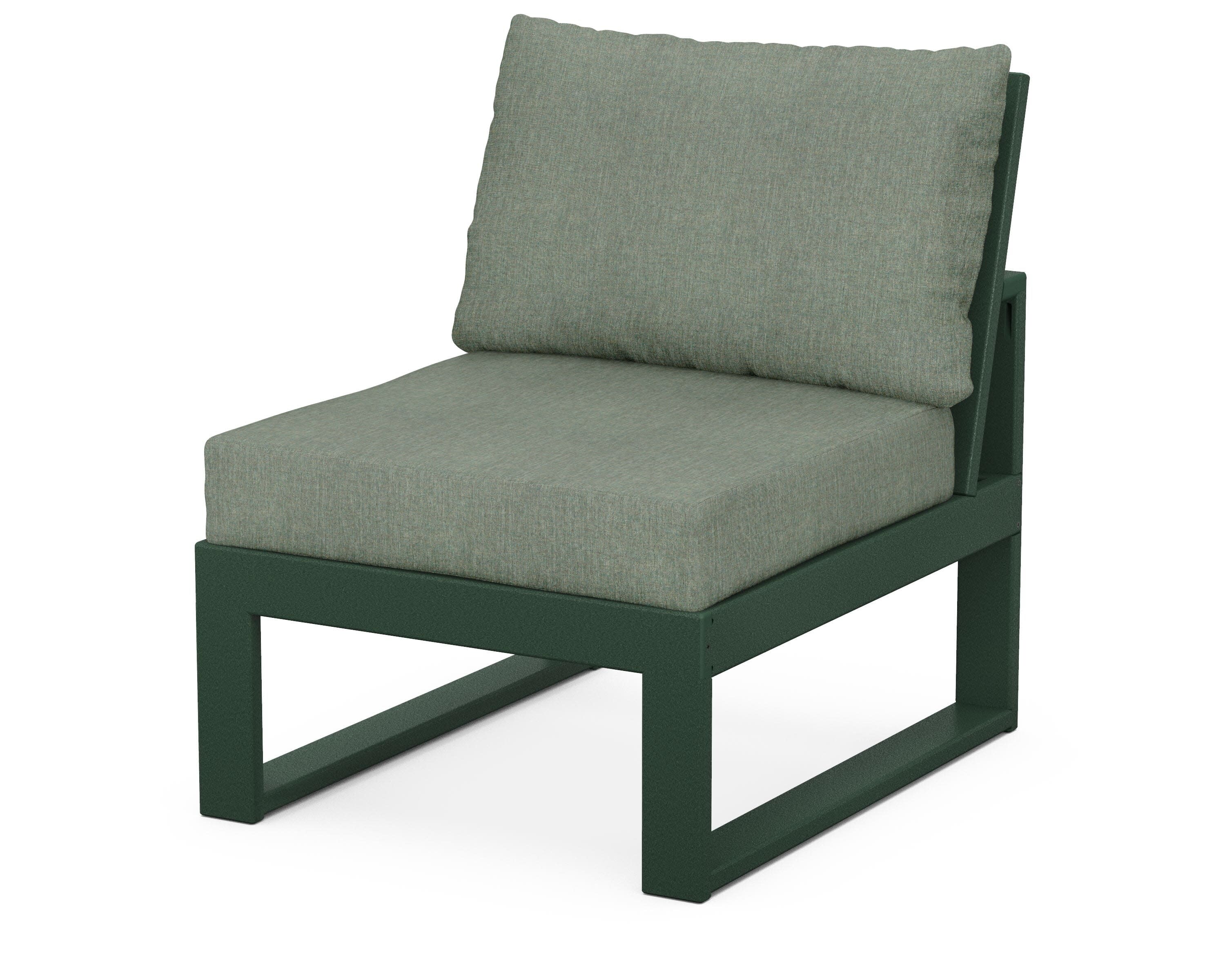 Modular Armless Chair in Green / Cast Sage